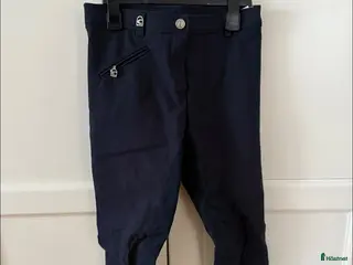 Ridbyxor ryttarutrustning till salu: Mörkblåa mocka Cavallo ridbyxor till salu - Annons 1