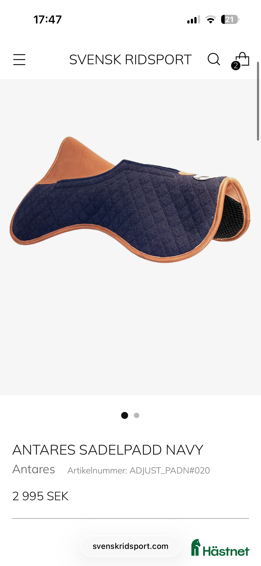 Sadeltillbehör hästutrustning till salu: Antares pad stötdämpande i bra skick i Enskede - Annons 1
