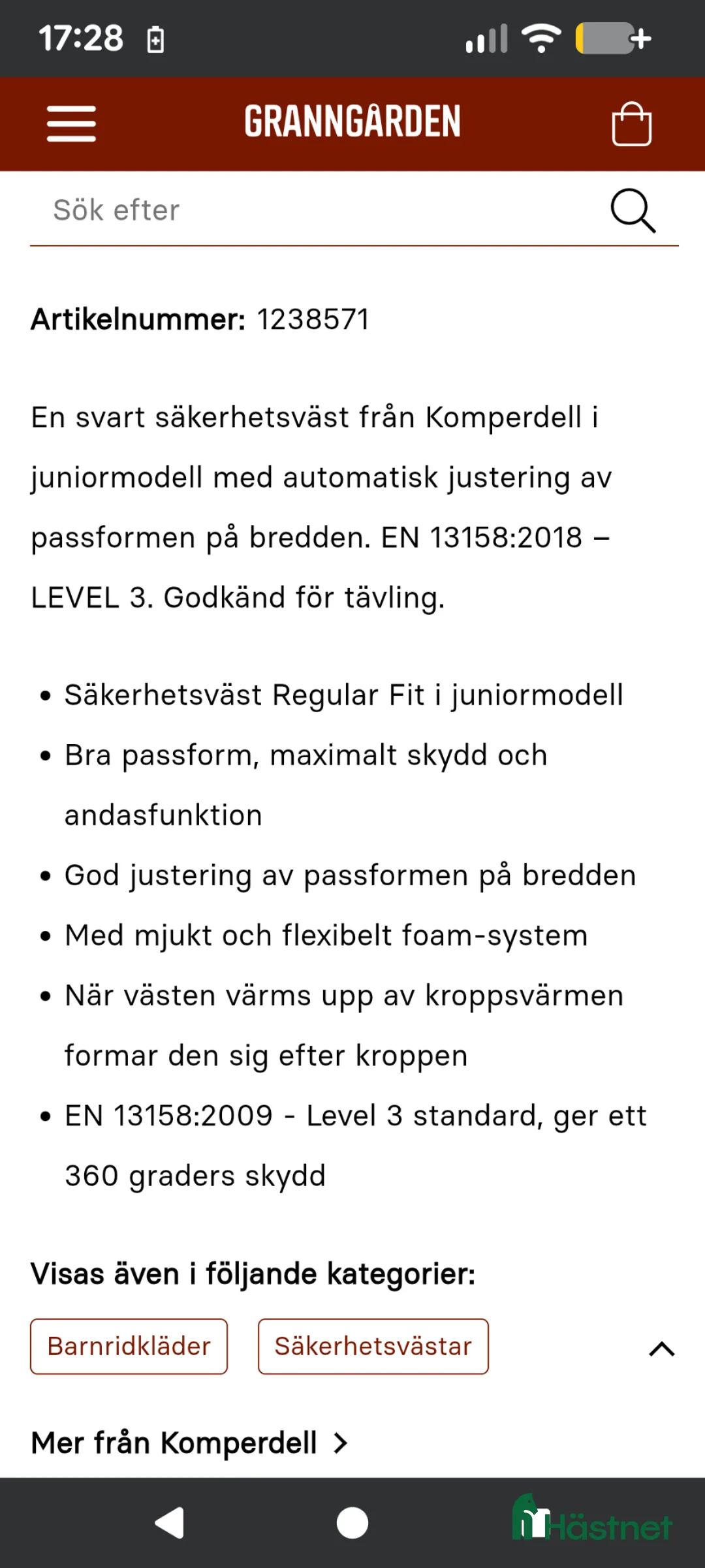 Säkerhetsvästar ryttarutrustning till salu: Komperdell Cross Protection  - Annons 9