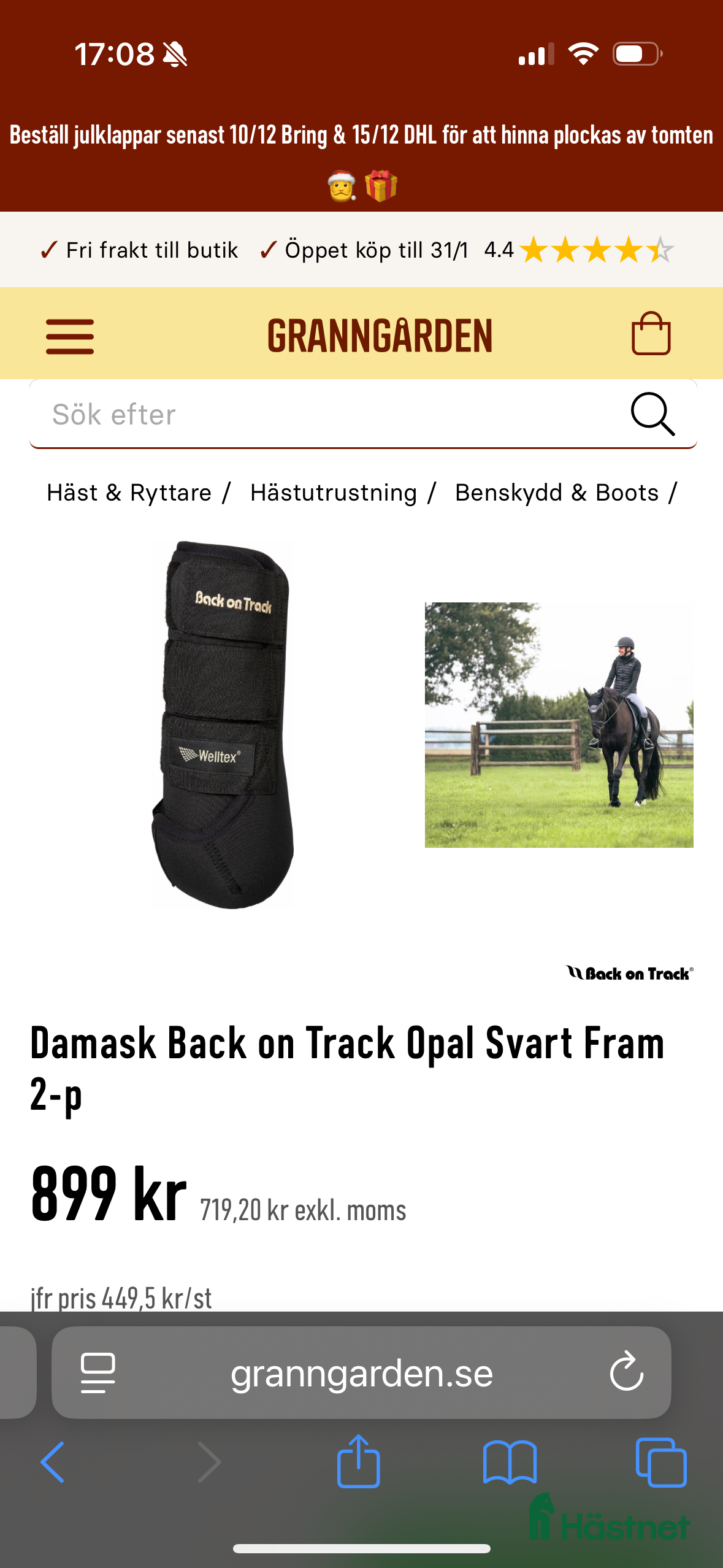 Benskydd hästutrustning Back on Track, arbetsdamasker S i Visby - Annons 5