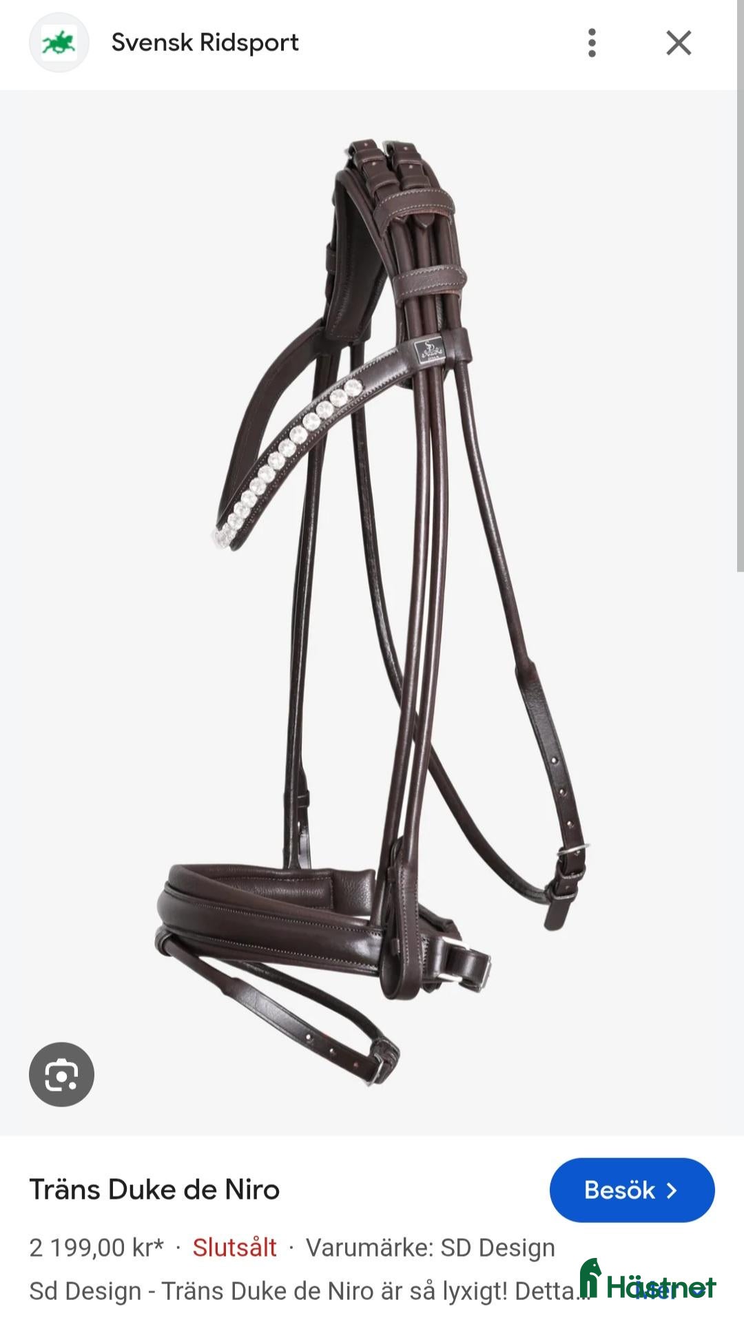 Träns hästutrustning till salu: ⭐️🌟Träns Duke de Niro strl cob SD Design🌟⭐️ - Annons 1