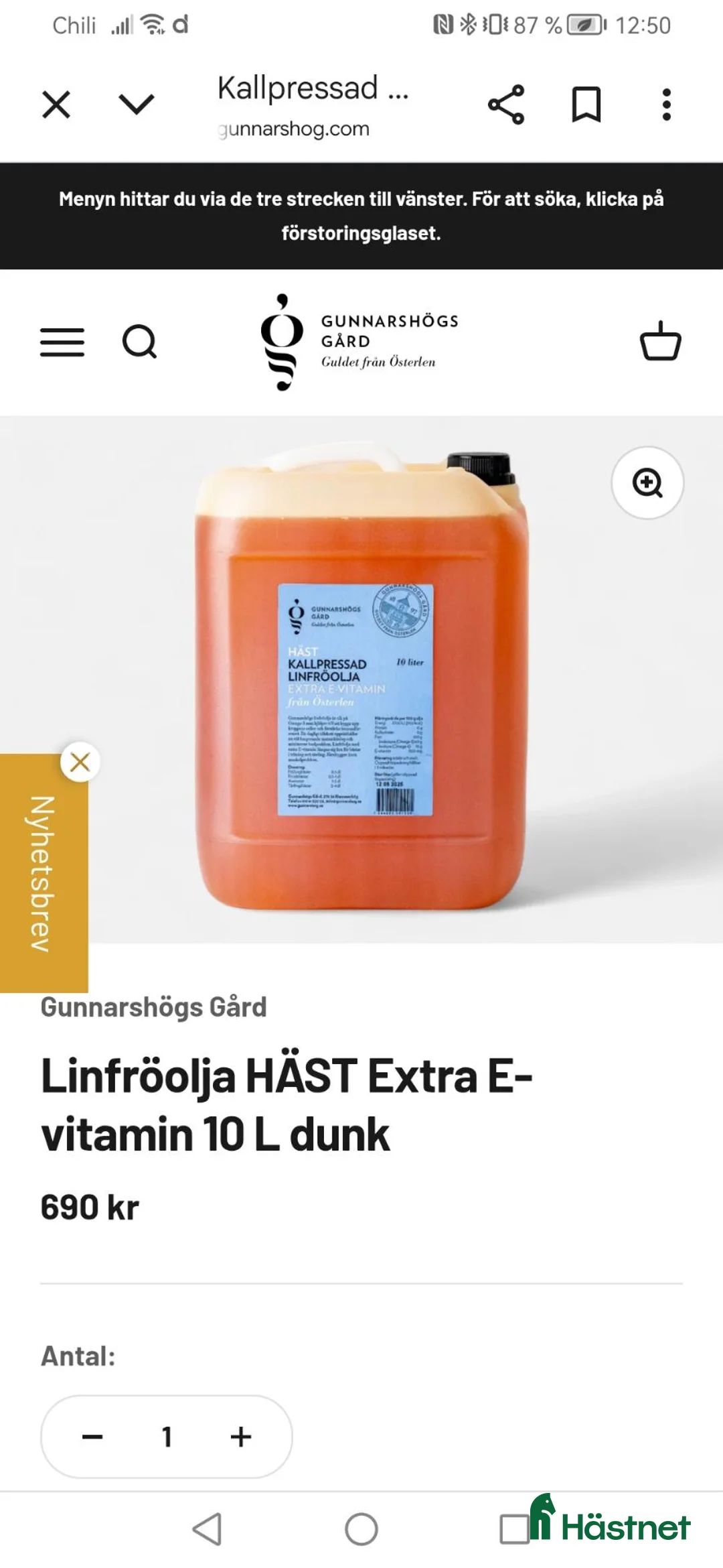  hästservice finnes: Linfröolja till häst - Annons 1
