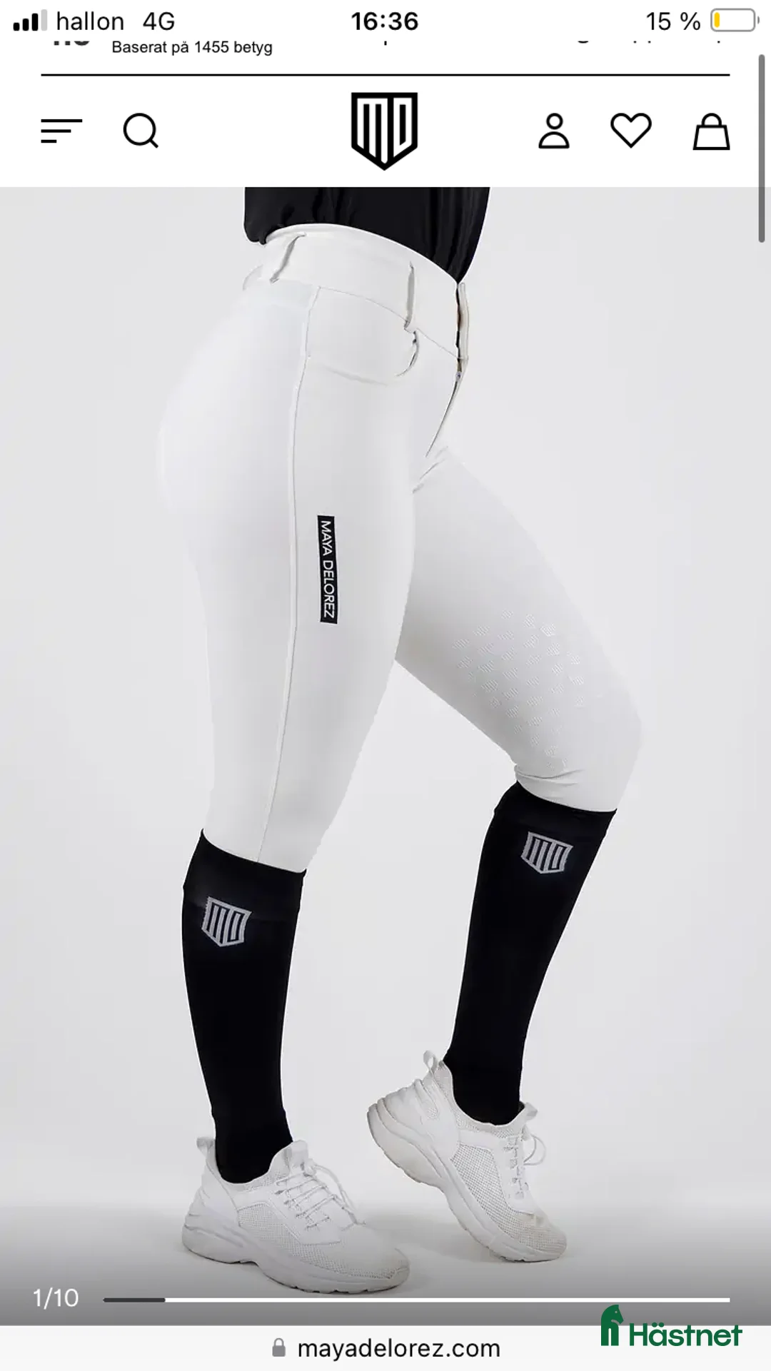 Ridbyxor ryttarutrustning till salu: Byta/säljer vita tävlings maya delorez ridbyxor i Alnö - Annons 4