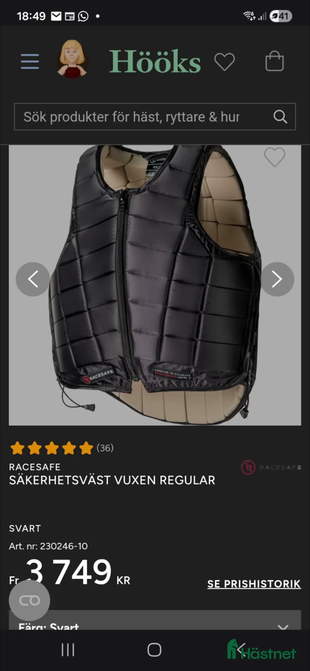 Säkerhetsvästar ryttarutrustning till salu:  racesafe RS 2010 skyddsväst, storlek x-small - Annons 8