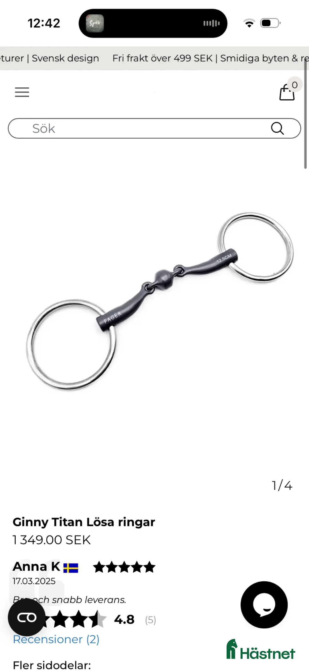 Bett hästutrustning till salu: Fager Ginny Titan lösa ringar 10,5 cm - Annons 5