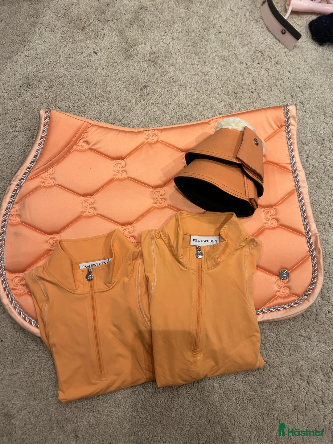 Schabrak & Vojlockar hästutrustning till salu: Orange set schabrak, boots och tröjor i Enhörna - Annons 1