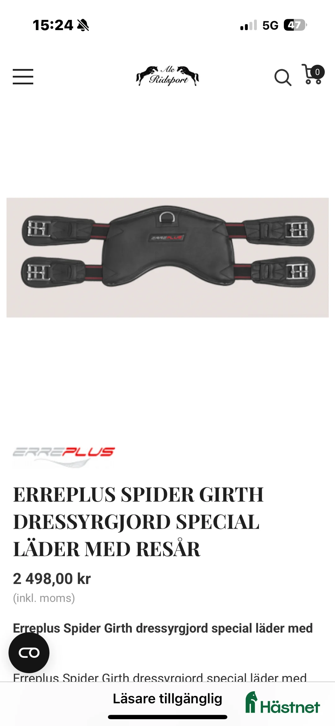 Sadeltillbehör hästutrustning till salu: Erreplus spider girth dressyrgjord 65cm i Nyköping - Annons 3