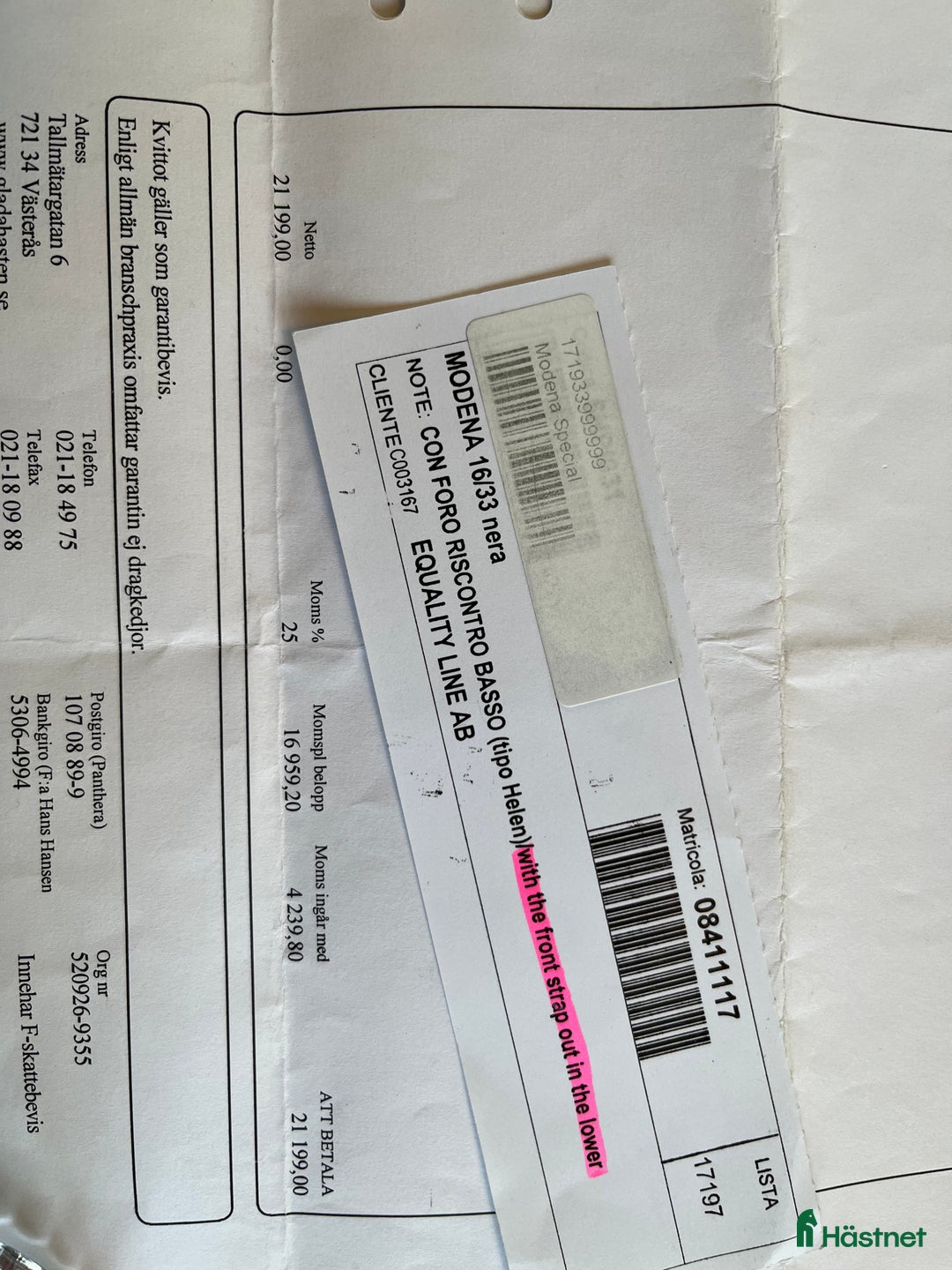 Sadlar hästutrustning till salu: Prestige Modena  i Hedemora - Annons 3