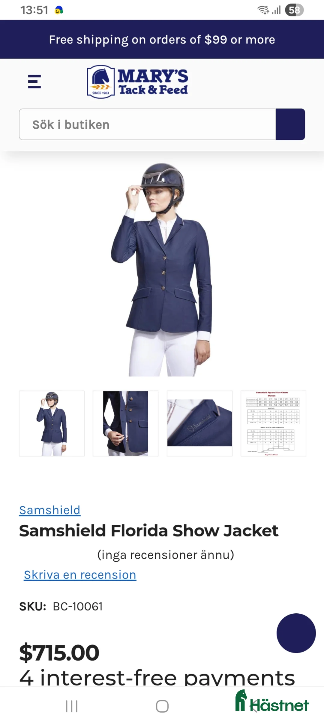 Jackor & Kavajer ryttarutrustning till salu: Mörkblå samshield kavaj m Swarovski Crystal - Annons 5