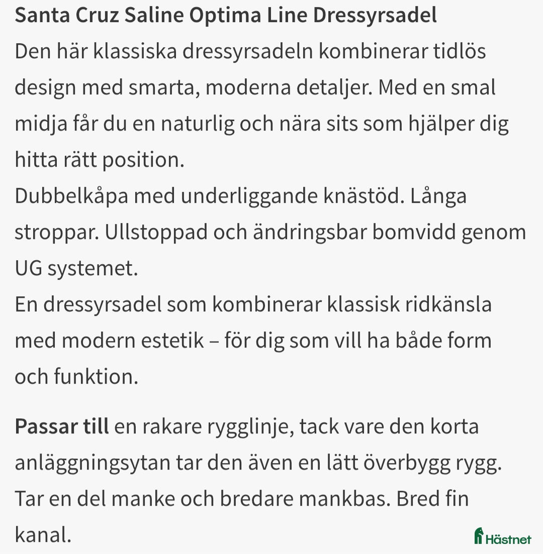 Sadlar hästutrustning till salu: Santa Cruz Saline Optima Line i Degerfors - Annons 7