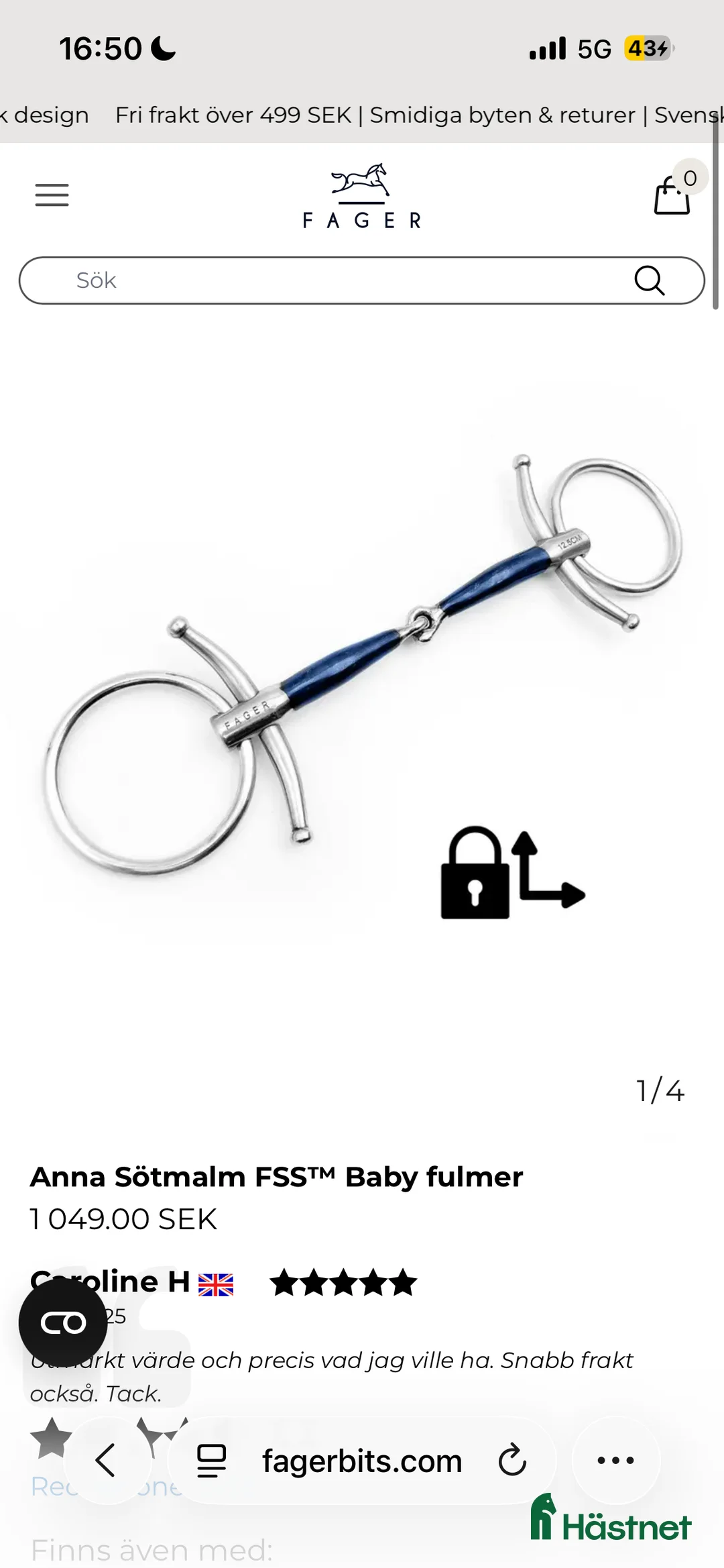 Bett hästutrustning till salu: Fager bett  i Mölndal - Annons 2