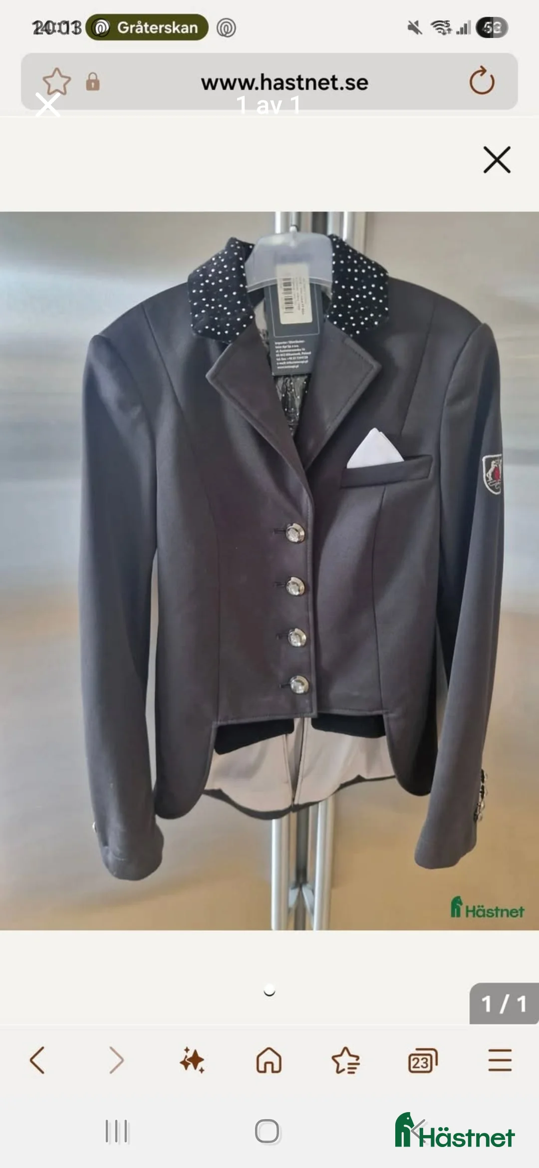 Jackor & Kavajer ryttarutrustning till salu: Frackett junior strl. 152. i Vrigstad - Annons 1