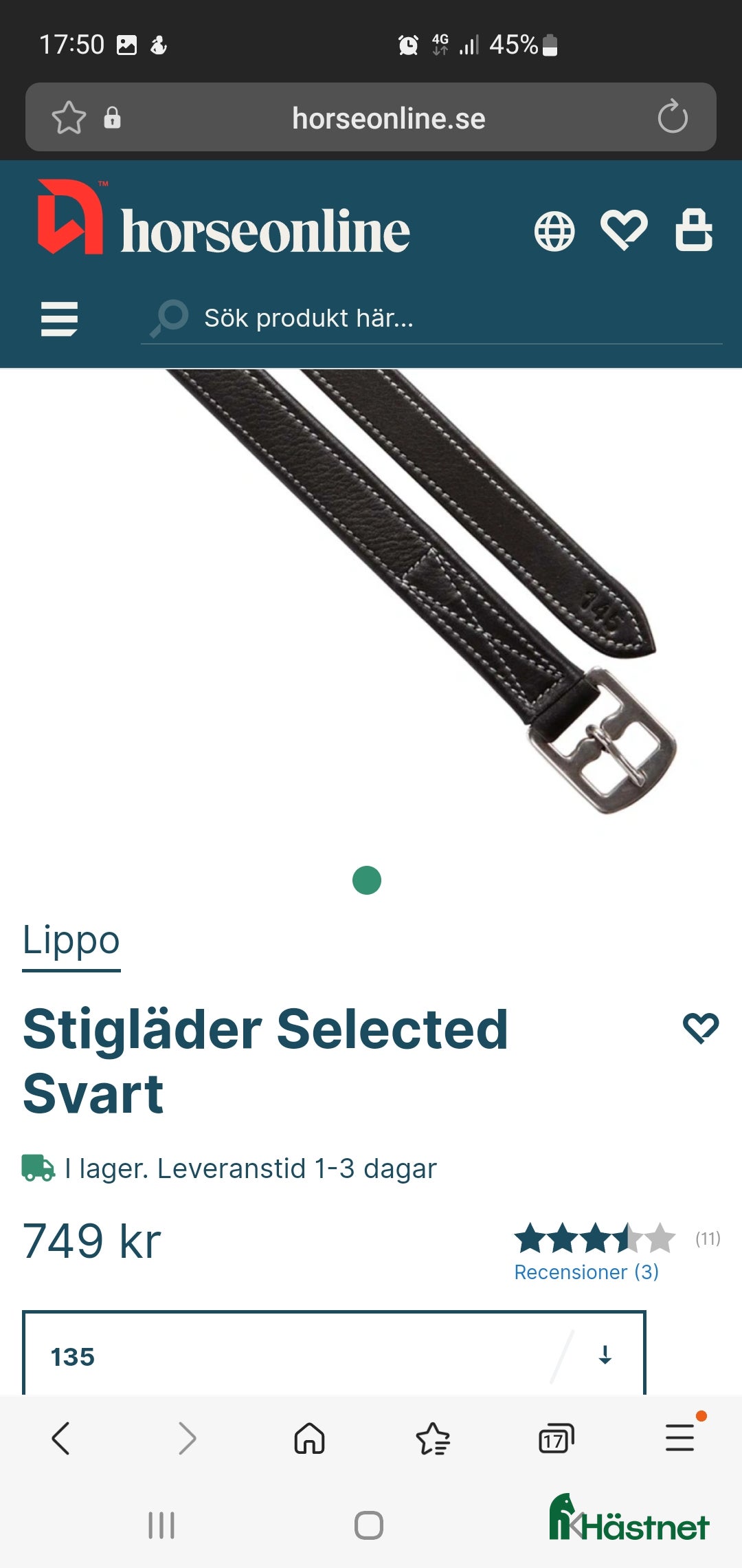 Sadeltillbehör hästutrustning till salu: Lippo selected stigläder 135 cm i Tranås - Annons 5
