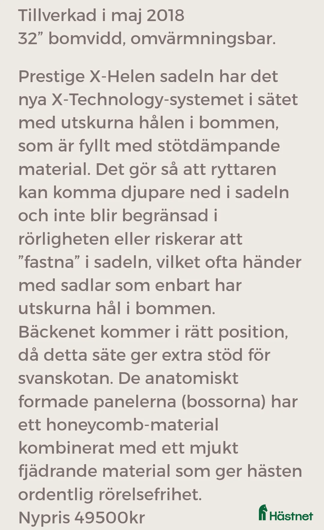 Sadlar hästutrustning till salu: Prestige  - Annons 4