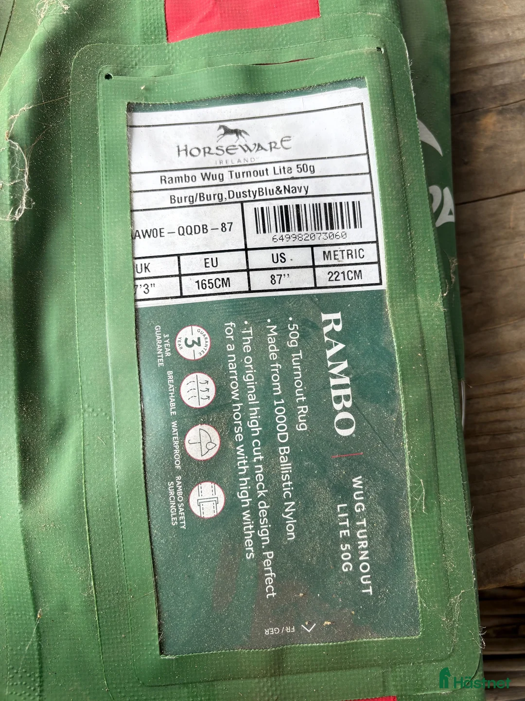 Täcken hästutrustning till salu: Horseware Rambo Wug Turnout 50 g 165 - Annons 2