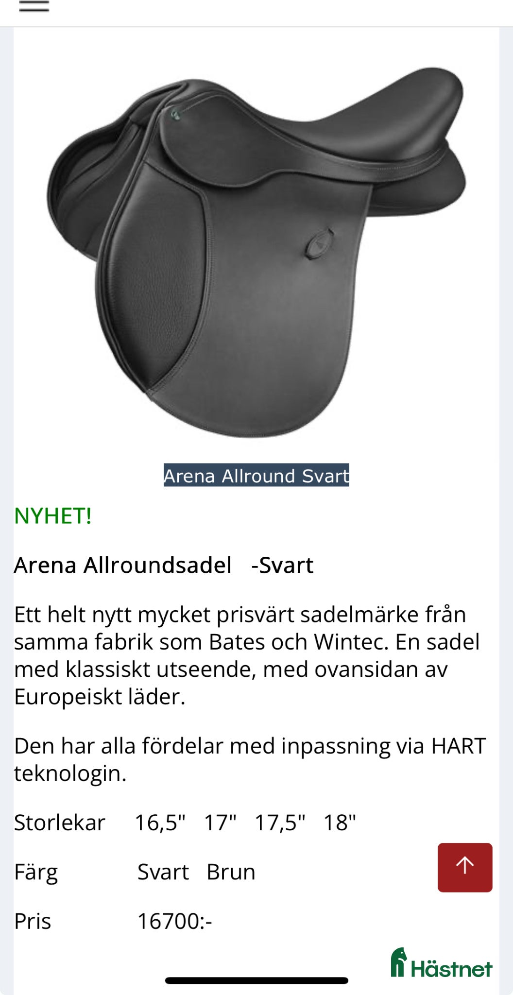 Sadlar hästutrustning Arena allround sadel mot hopp 17” - Annons 14