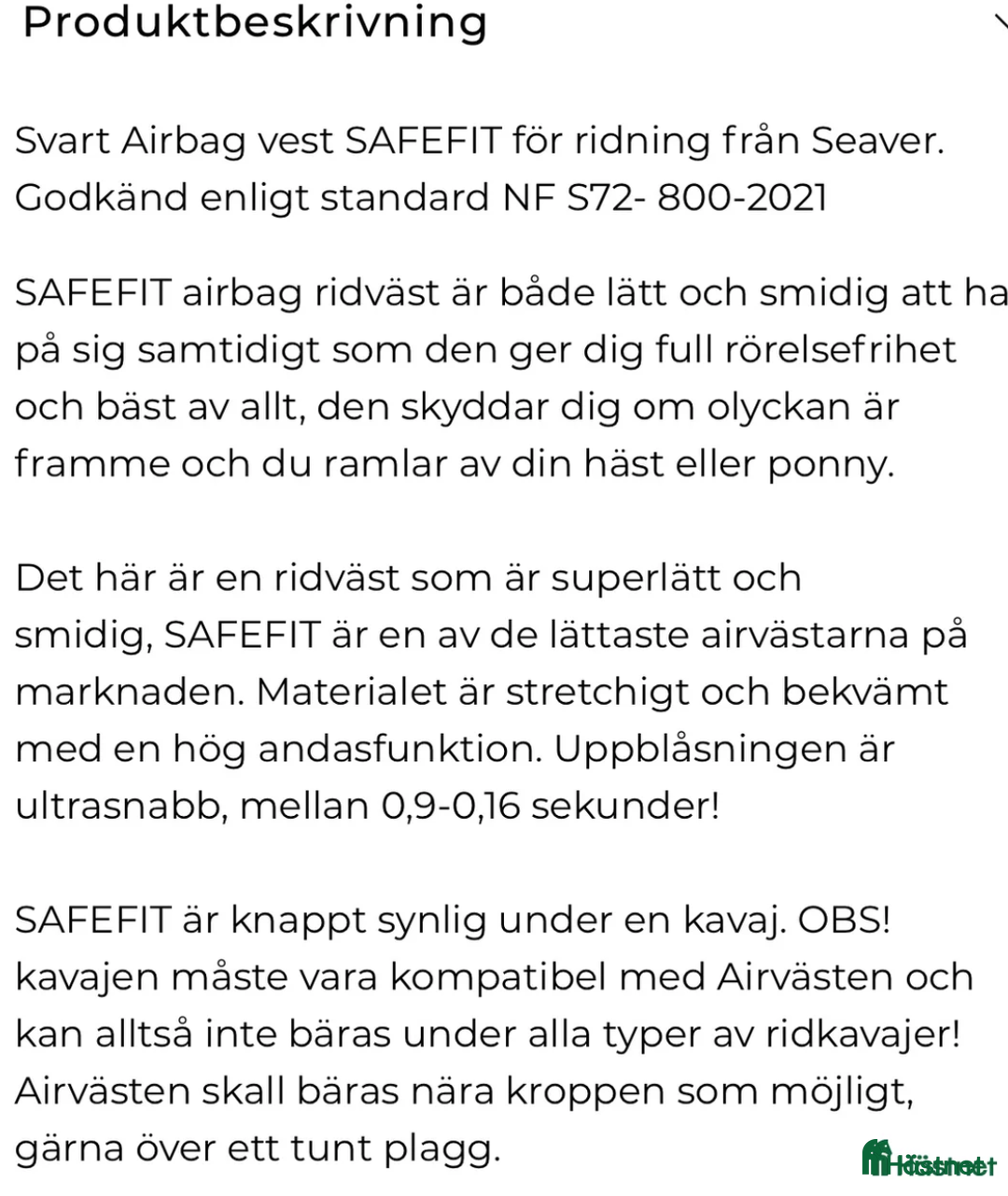 Säkerhetsvästar ryttarutrustning till salu: Airbagväst XL i Örebro - Annons 4