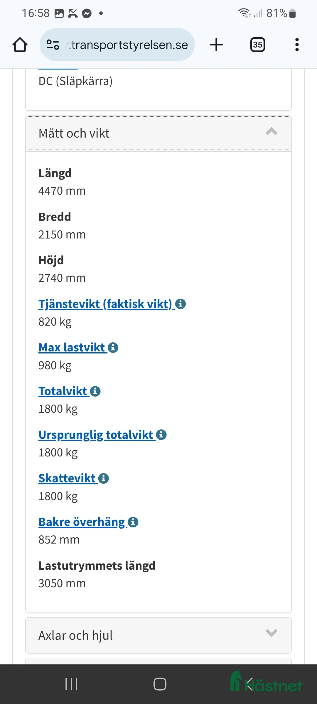 Hästtransporter  fordon & transport till salu: Chevall liberte  i Gnarp - Annons 5