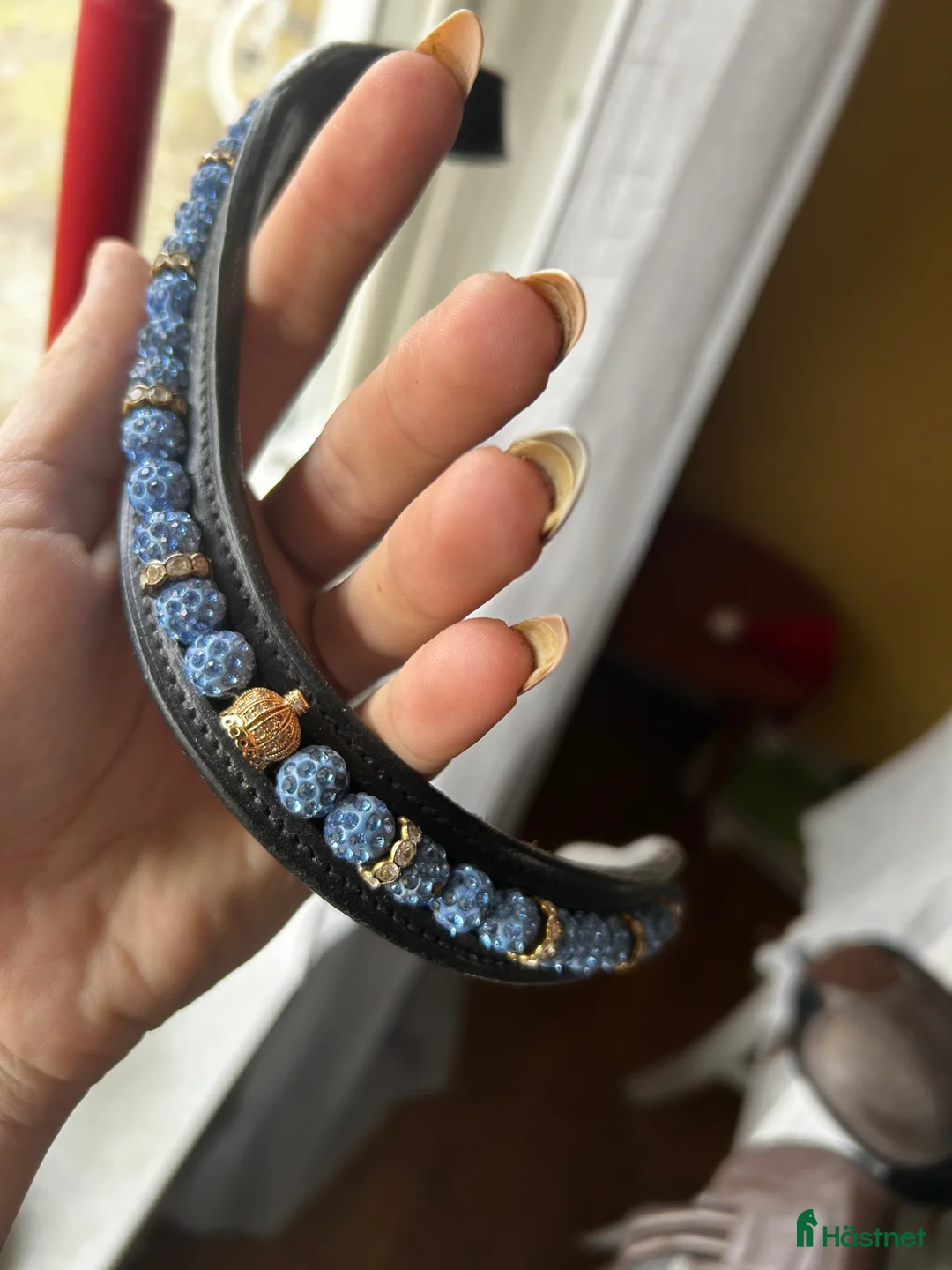 Träns hästutrustning till salu: Blått pannband strl full - Annons 2