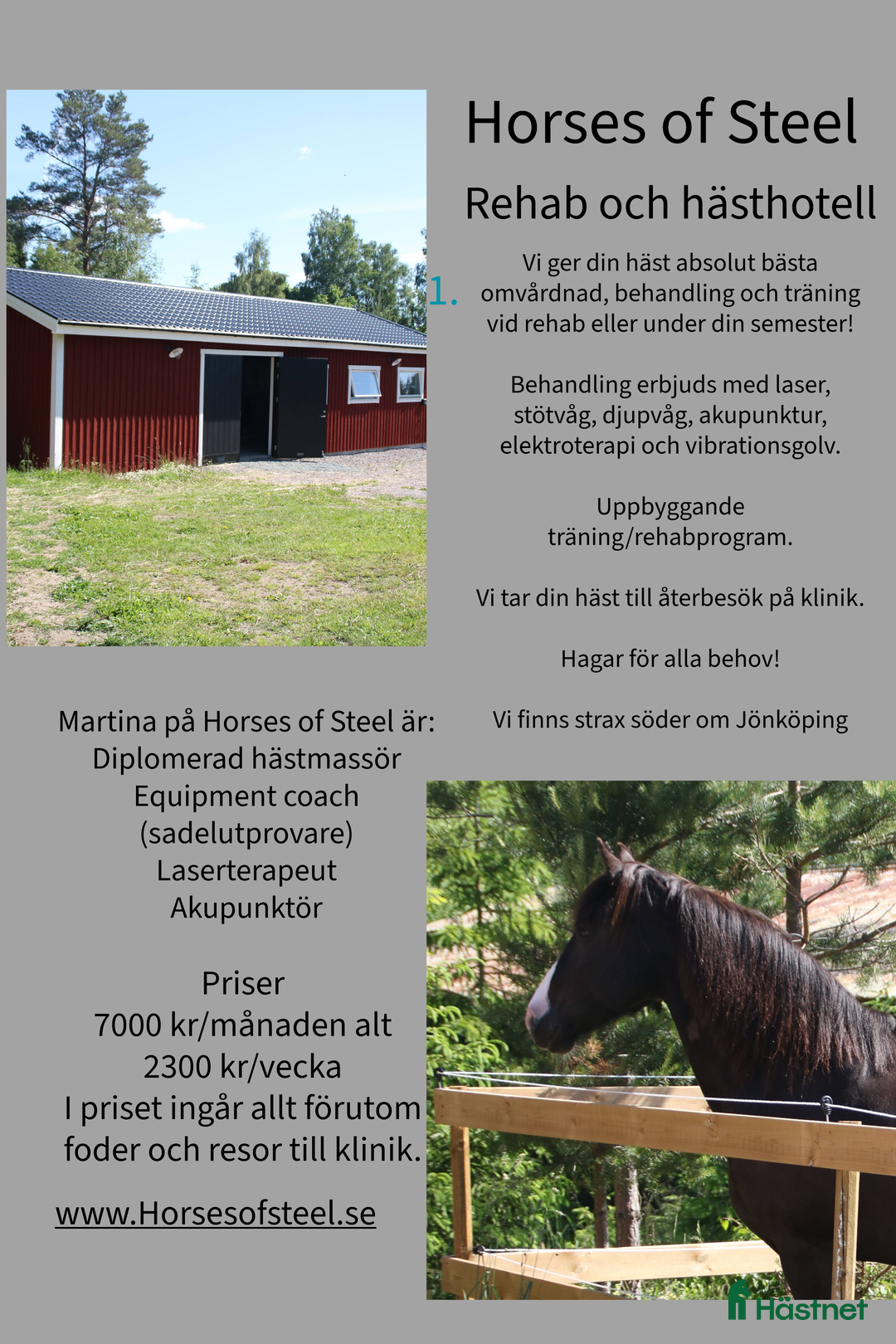 Övrig Hästutrustning hästutrustning till salu: Rehabstall och hästpensionat  i Tenhult - Annons 1