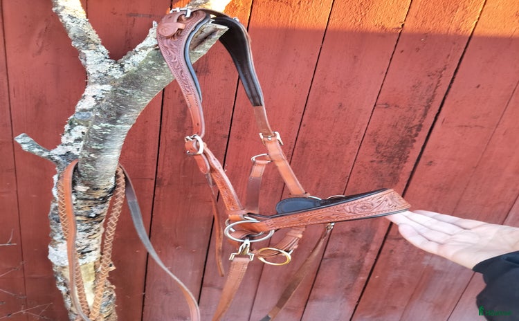 Träns hästutrustning till salu: Edix sidepull rose i cognac i Luleå - Annons 3