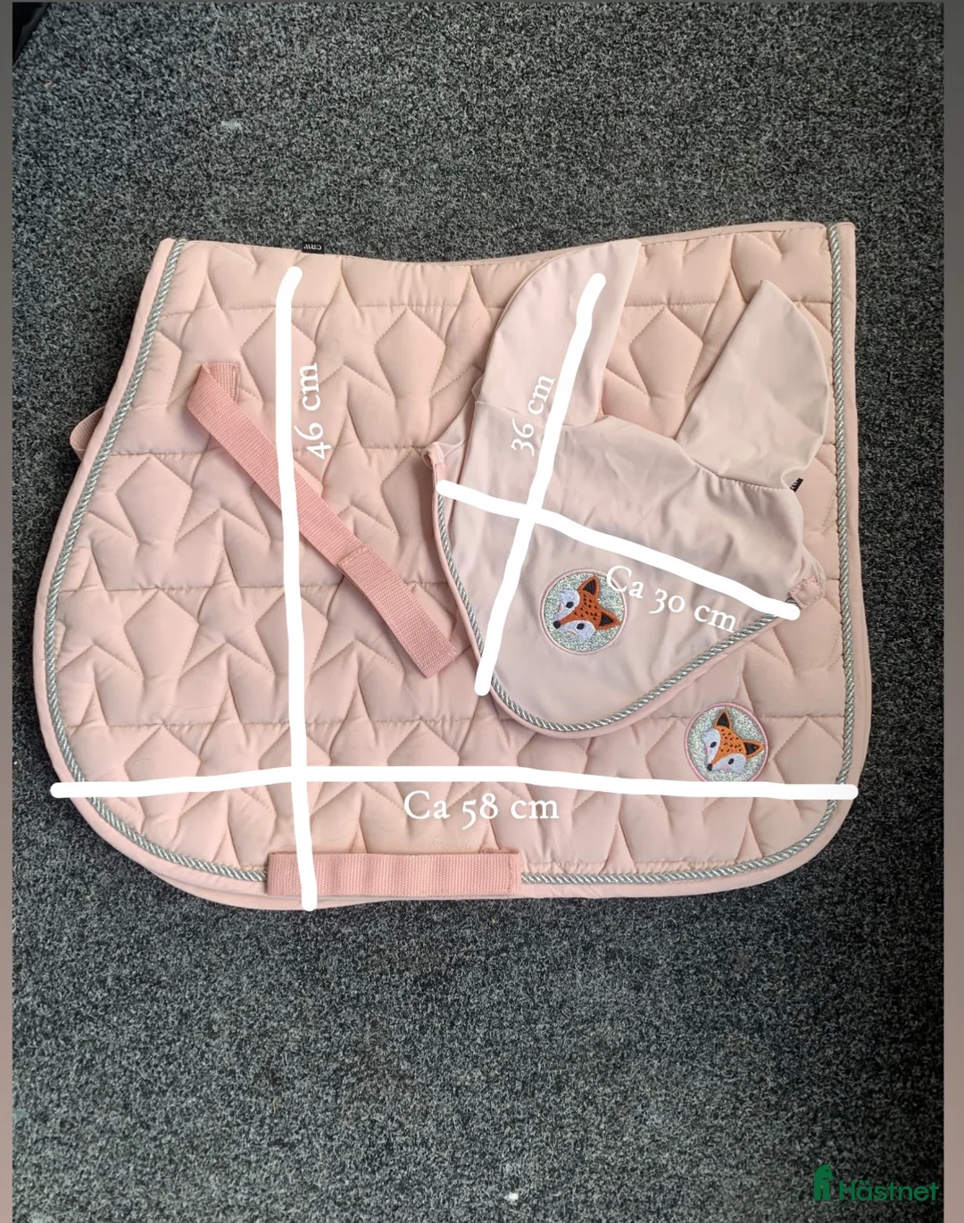 Schabrak & Vojlockar hästutrustning till salu: Rosa hoppschabrak med matchande huva 🌸💐 i Helsingborg - Annons 1