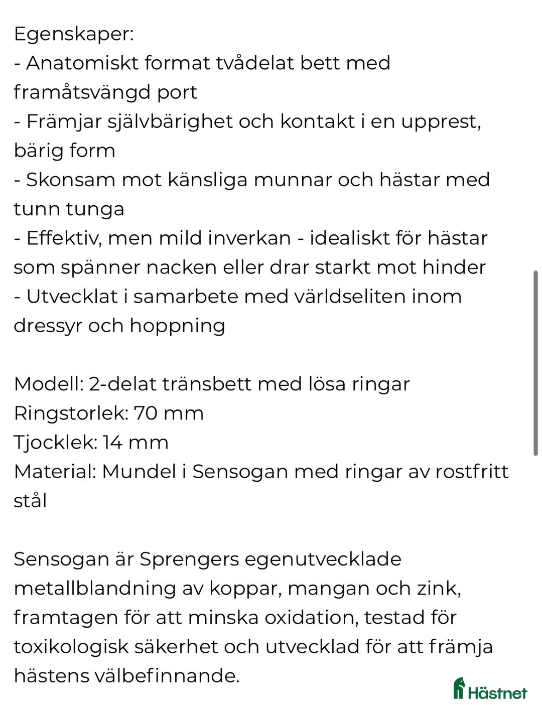 Bett hästutrustning till salu: SPRENGER PRONAMIC i Linköping - Annons 3