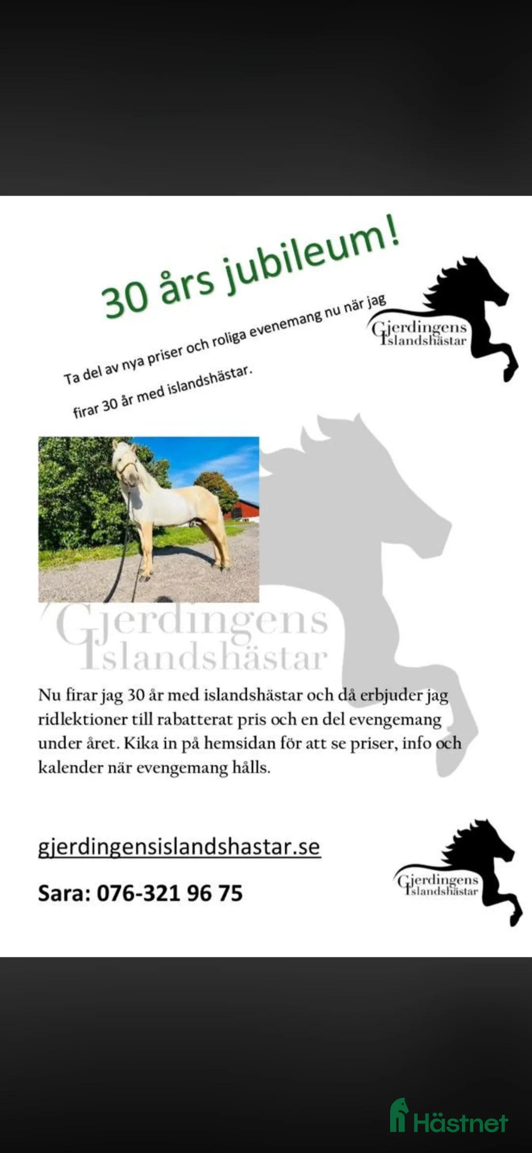  hästservice finnes: In/tillridning, lektioner och föreläsningar.  - Annons 1