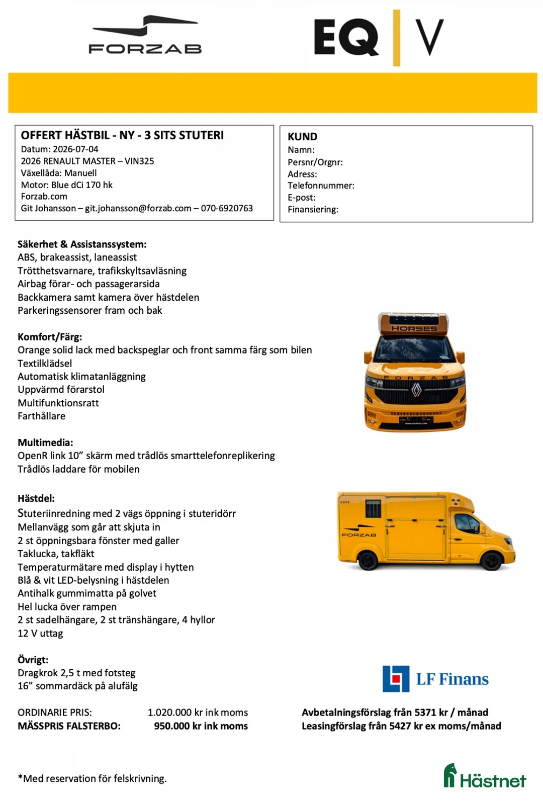 Hästlastbilar  fordon & transport till salu: Mässerbjudande Forzab EQV3 Stuteri - Annons 6