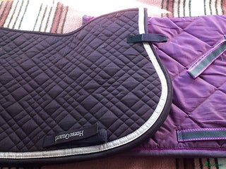 Schabrak & Vojlockar hästutrustning till salu: 2 schabrak plommonlika + lila-rosa = 40 kr totalt - Annons 22