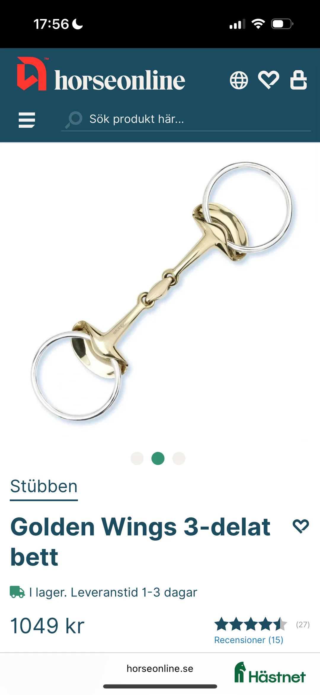 Bett hästutrustning till salu: Golden wing bett i Billdal - Annons 1