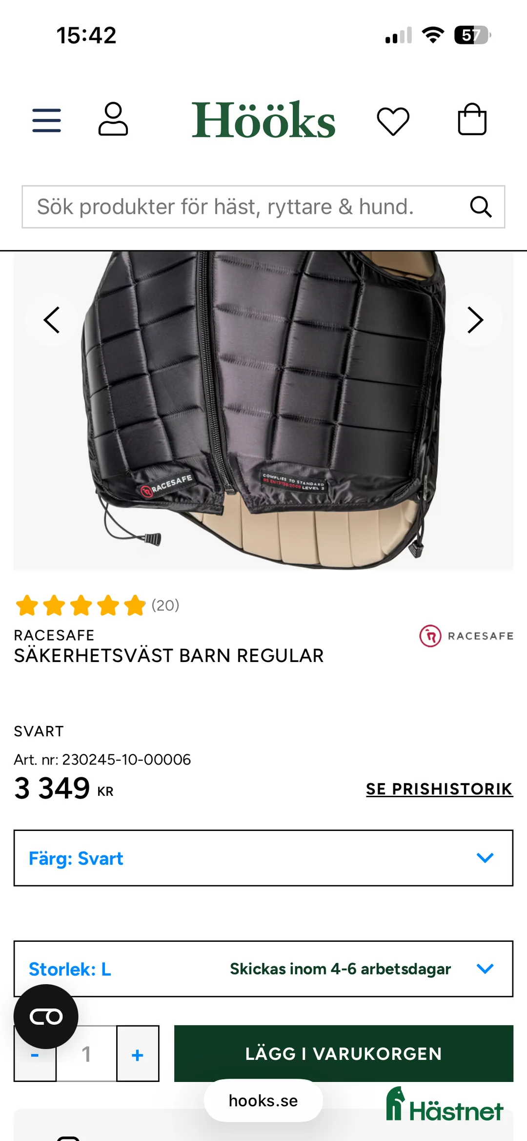 Säkerhetsvästar ryttarutrustning till salu: Sparsamt använd racesafe väst i Jönköping - Annons 6