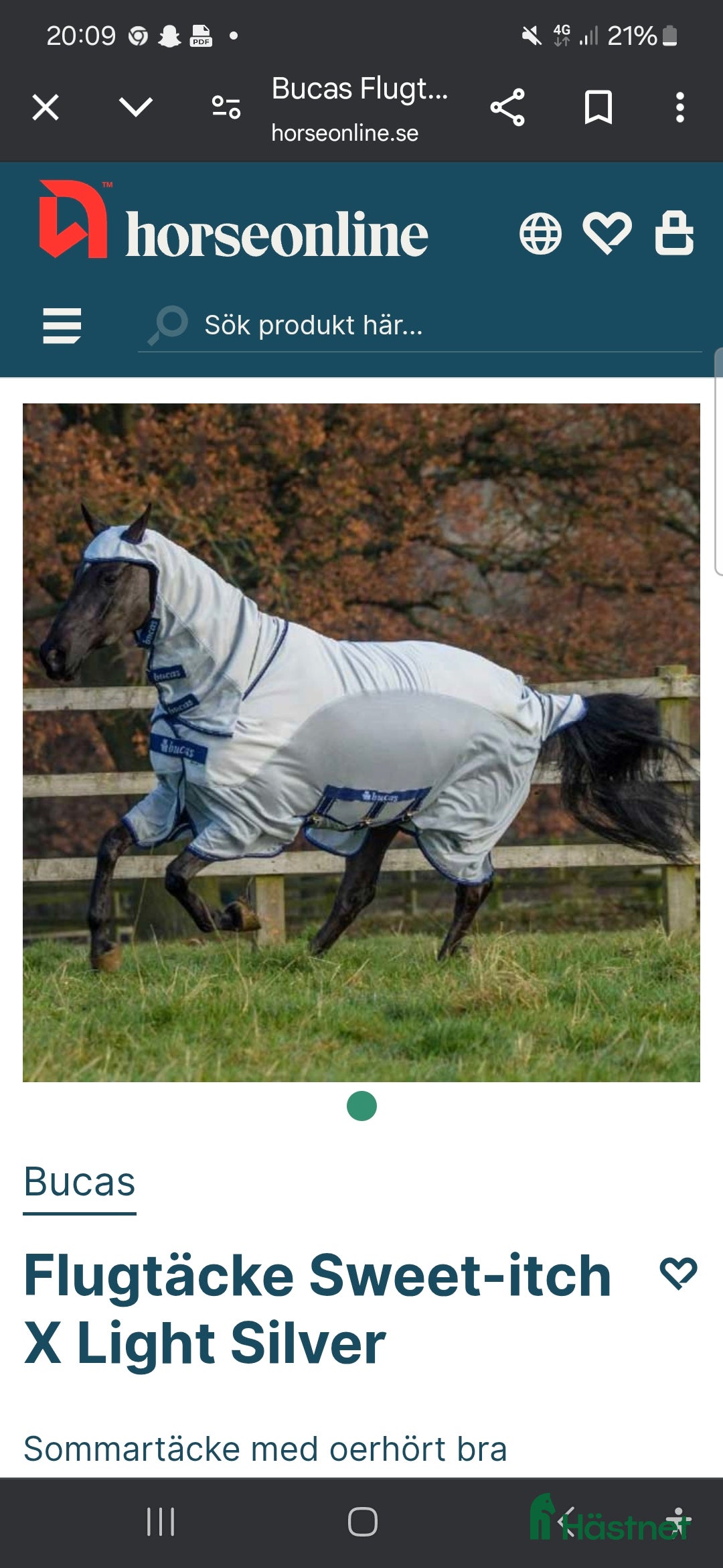 Täcken hästutrustning Oanvända lugtäcke Sweet-itch X Light Silver i Vassmolösa - Annons 17