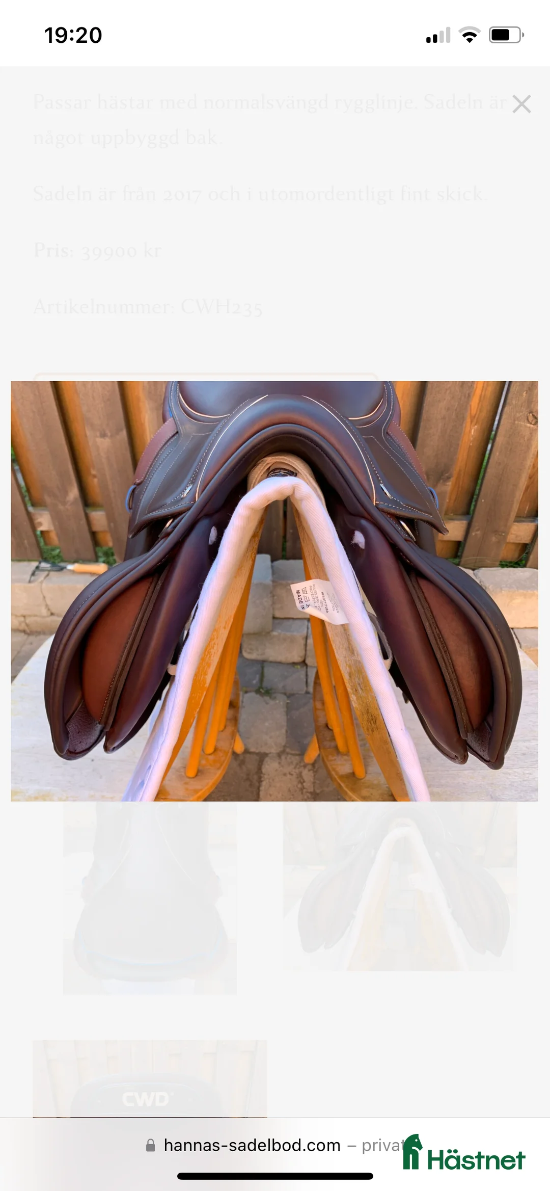 Sadlar hästutrustning till salu: Mycket fin CWD Mademoiselle i Västerås - Annons 5