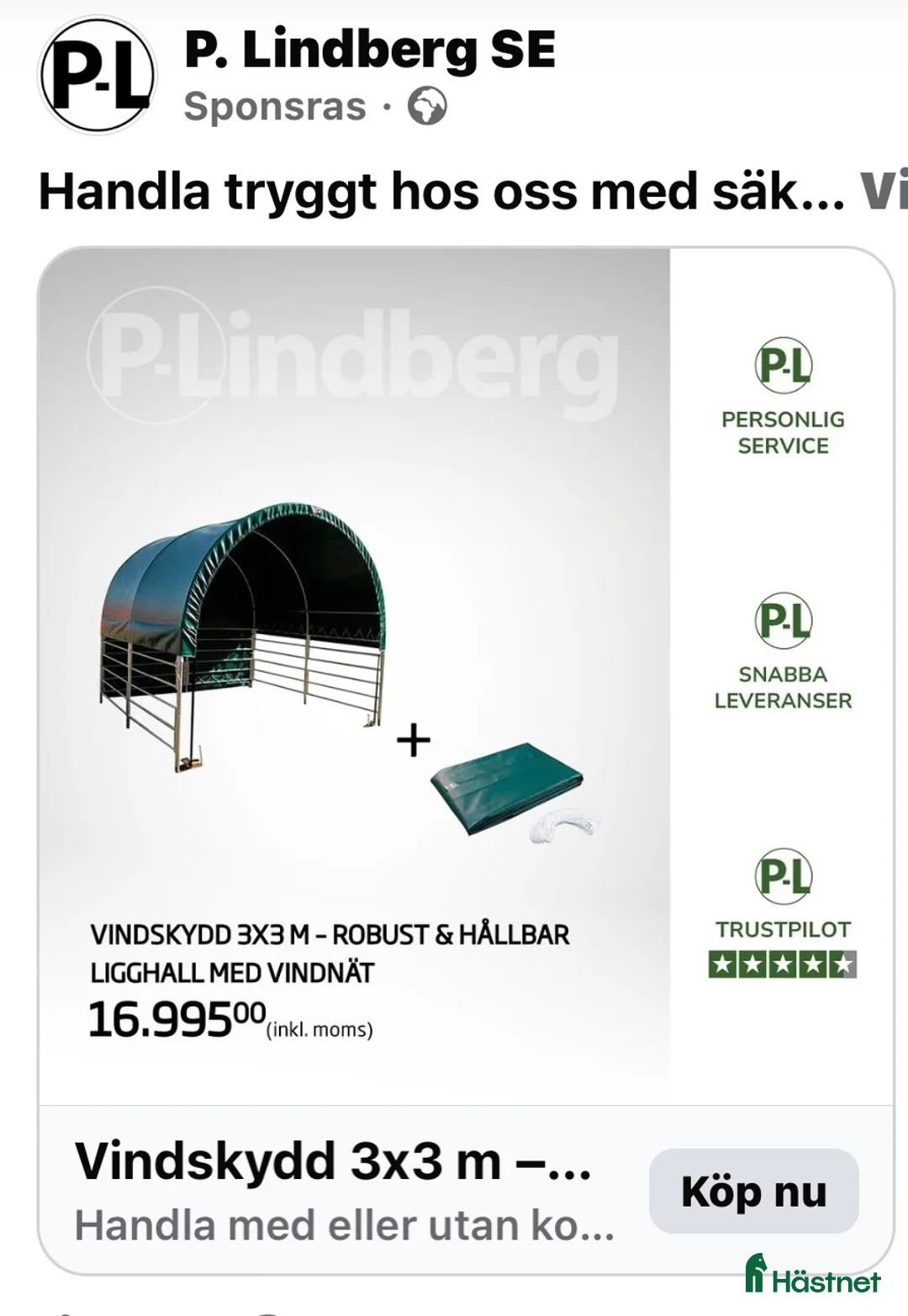 Stallinredning, stängsel & gård övrig utrustning till salu: Vindskydd 3x3 i Värmdö - Annons 2