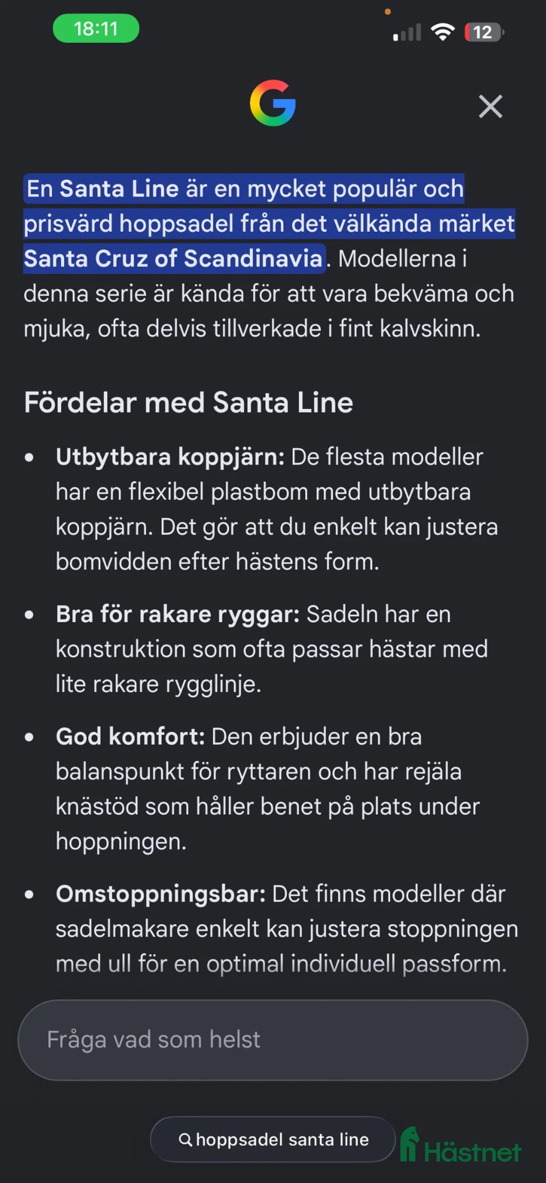 Sadlar hästutrustning till salu: Santa line hoppsadel - Annons 2