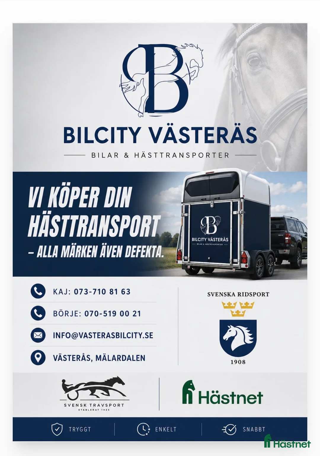 Hästtransporter  fordon & transport till salu: Vi köper din hästtransport!  - Annons 1