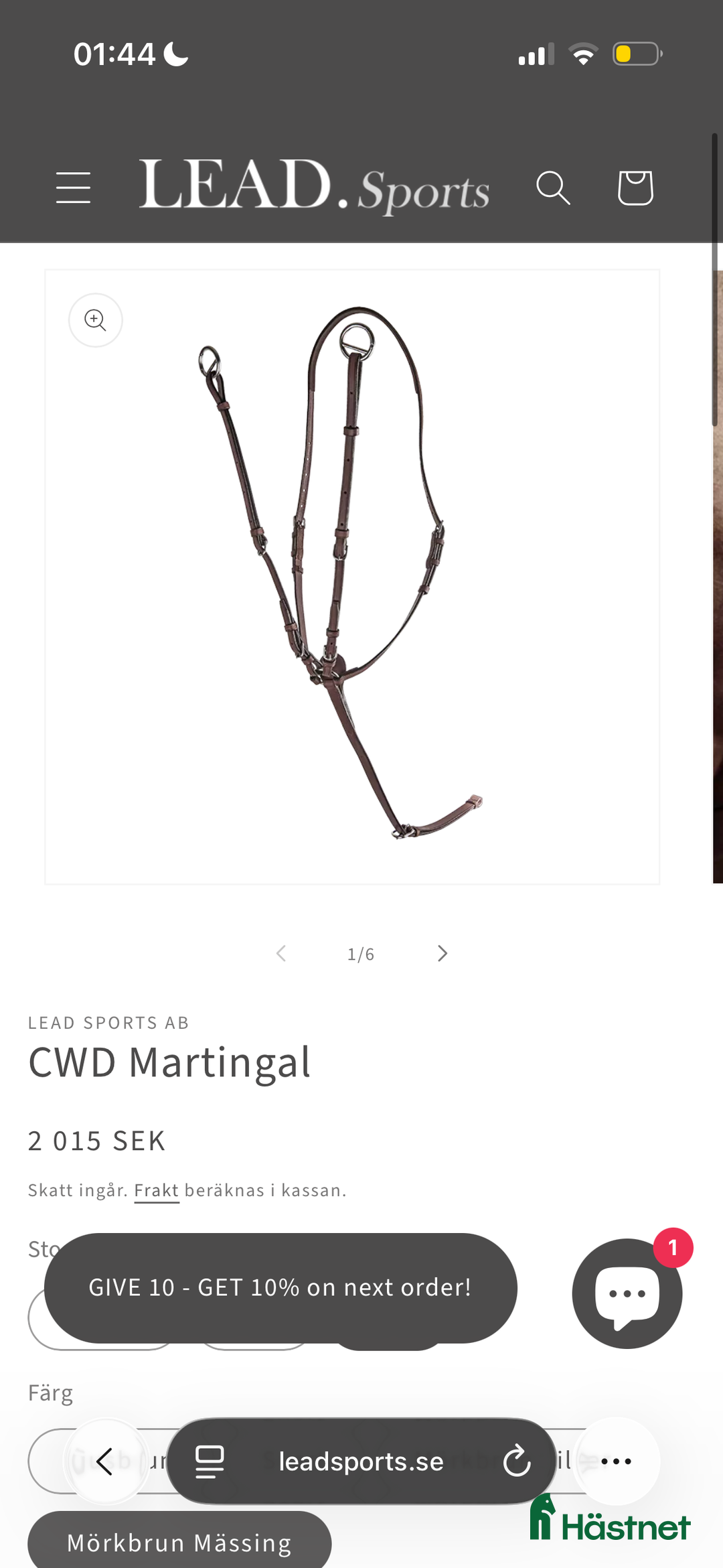 Träns hästutrustning till salu: cwd martingal i Tierp - Annons 1