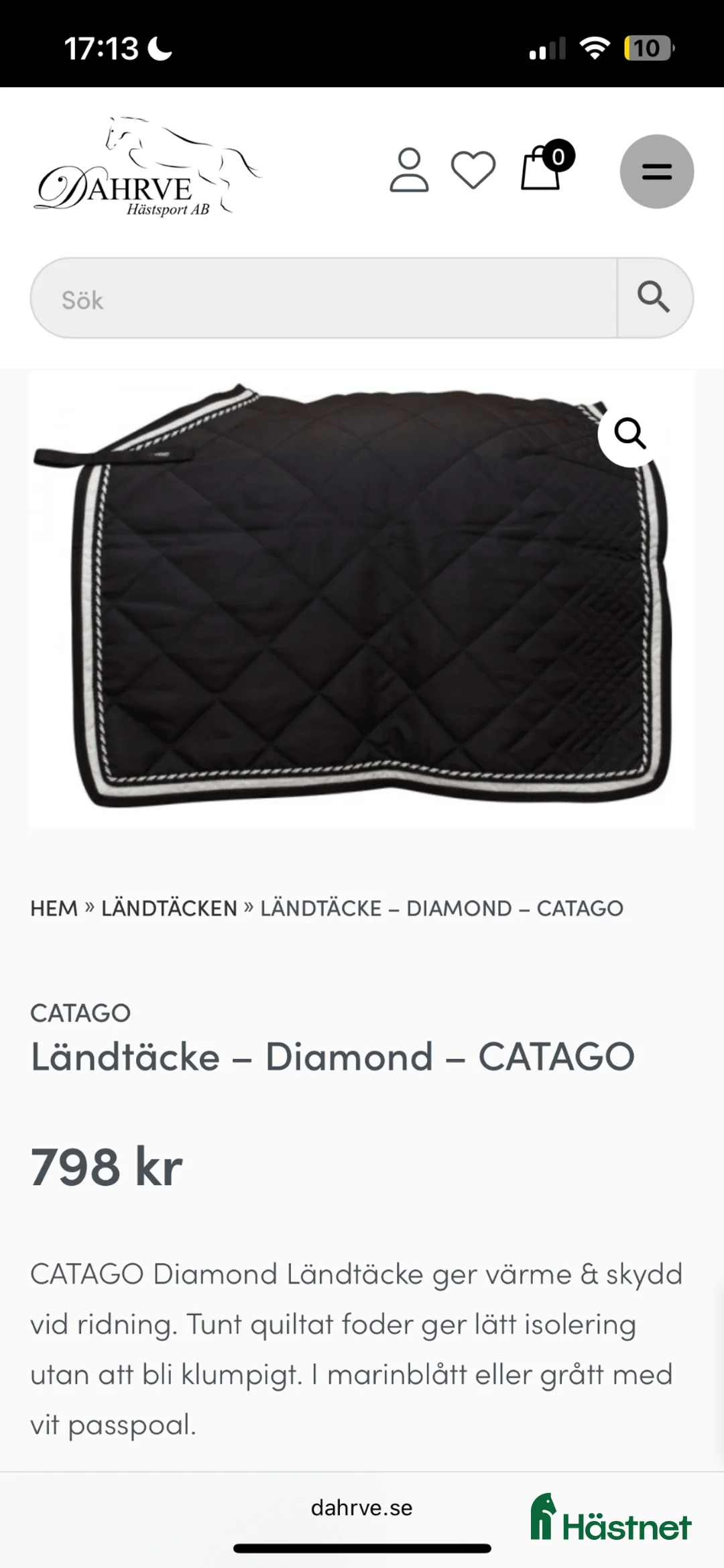 Täcken hästutrustning till salu: Svart Catago diamond ländtäcke i Umeå - Annons 2