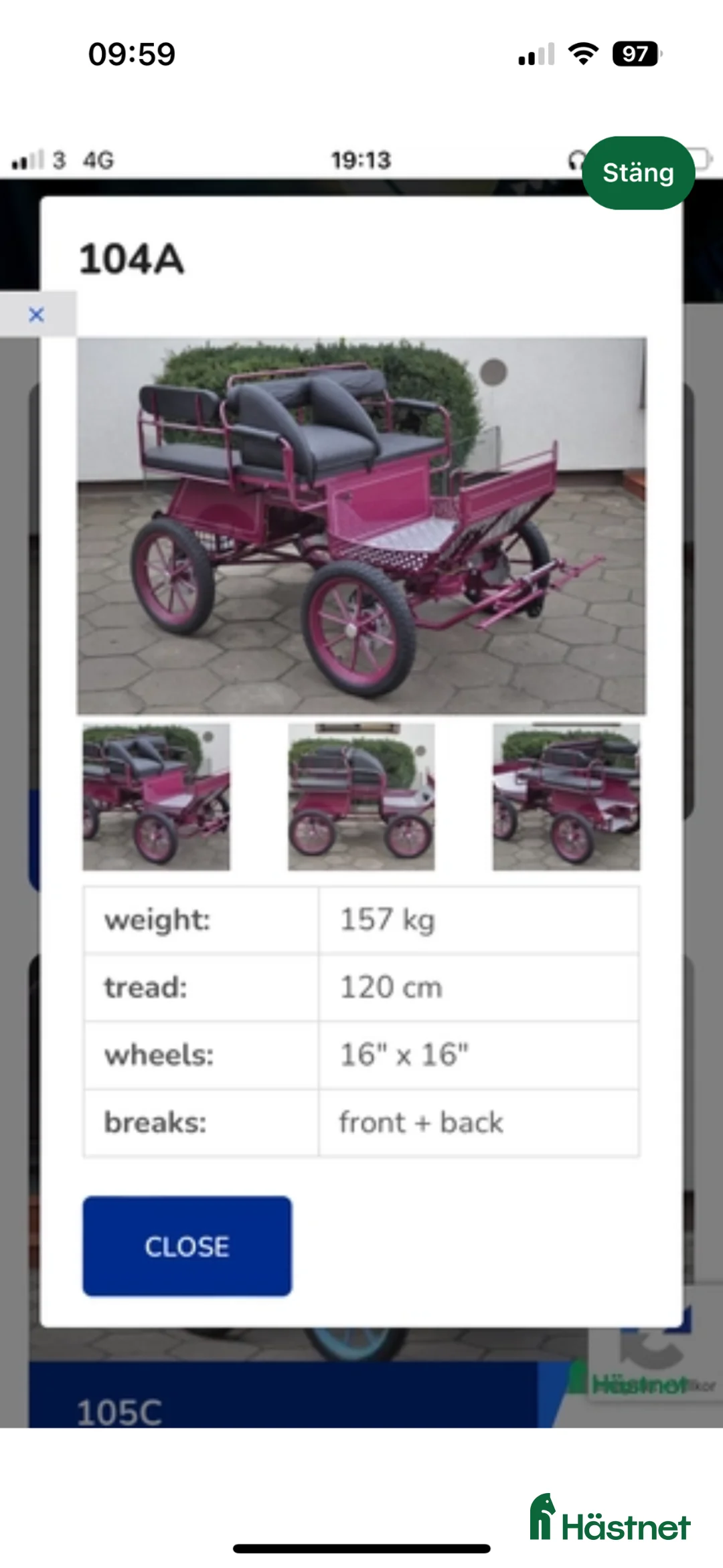 Körvagnar körning till salu: Maratonvagn A-B ponny - Annons 7