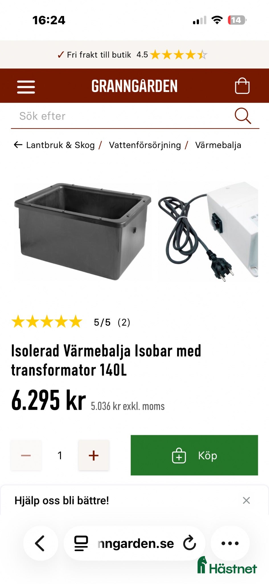 Stallinredning, stängsel & gård övrig utrustning till salu: Isolerad värmebalja - Annons 7
