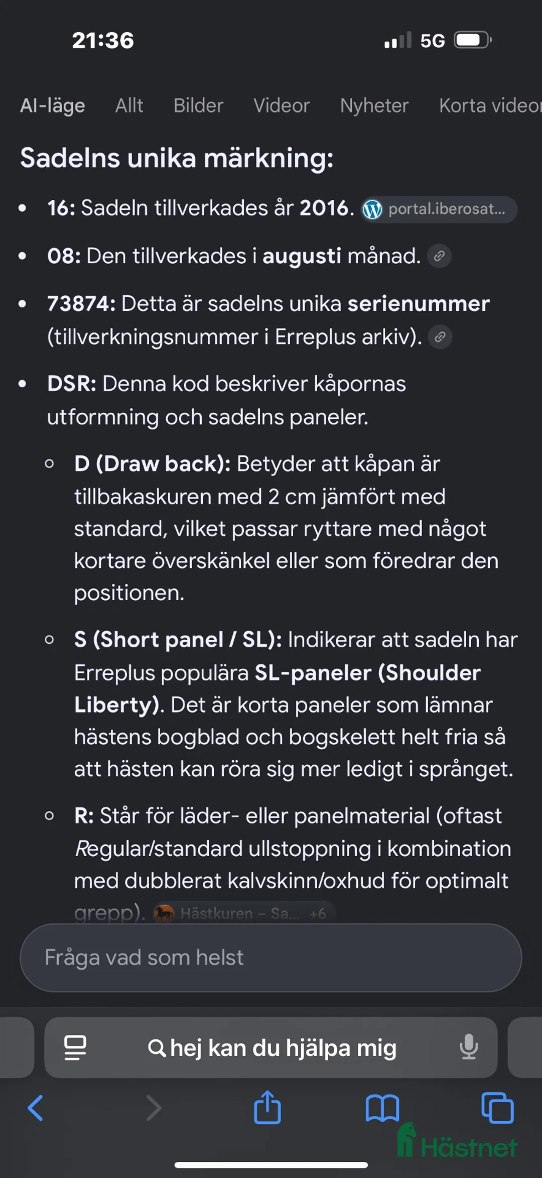 Sadlar hästutrustning till salu: Fin Erreplus JF sadel - Annons 6