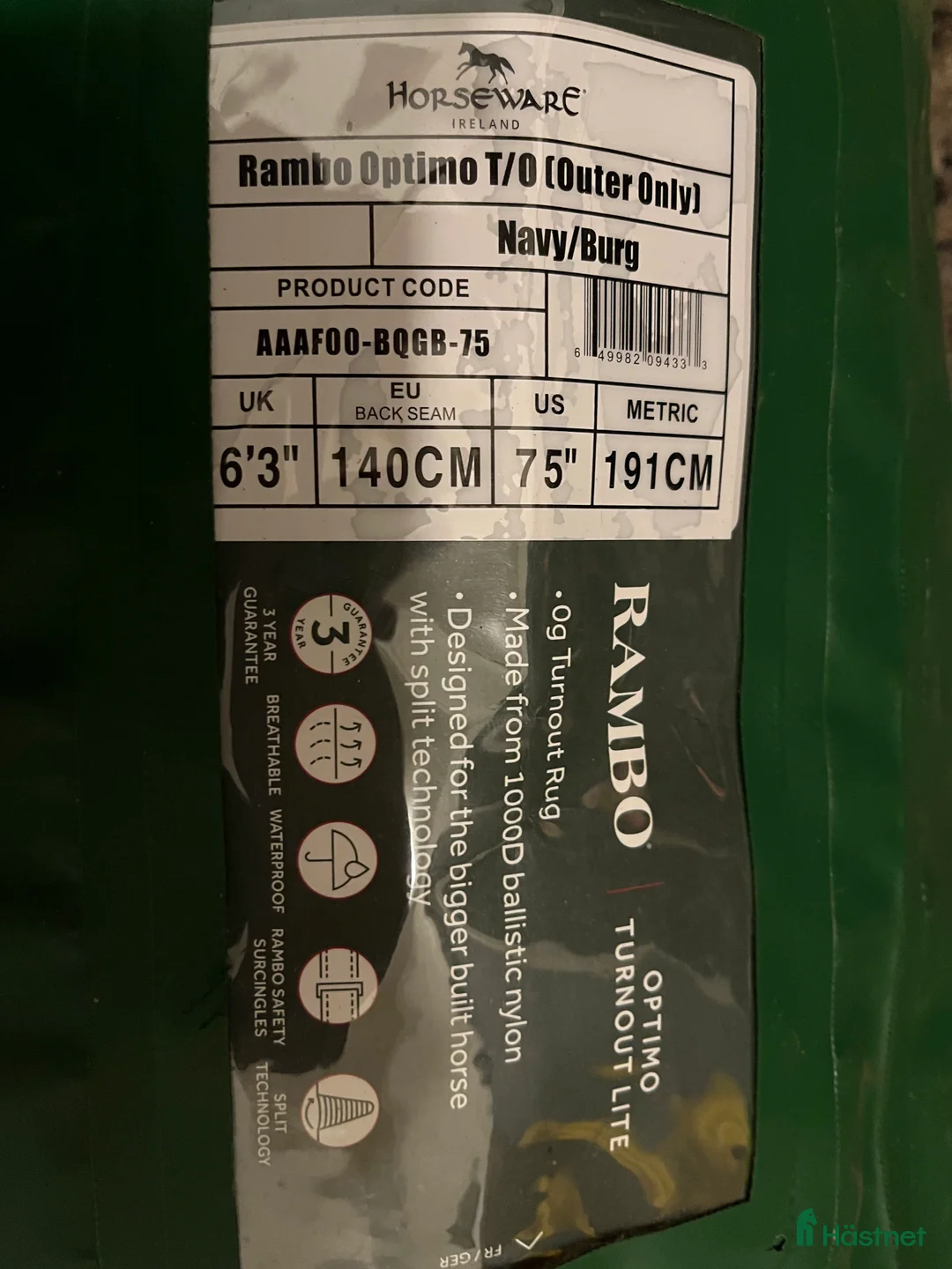 Täcken hästutrustning till salu: Rambo optimo  i Tingsryd - Annons 1