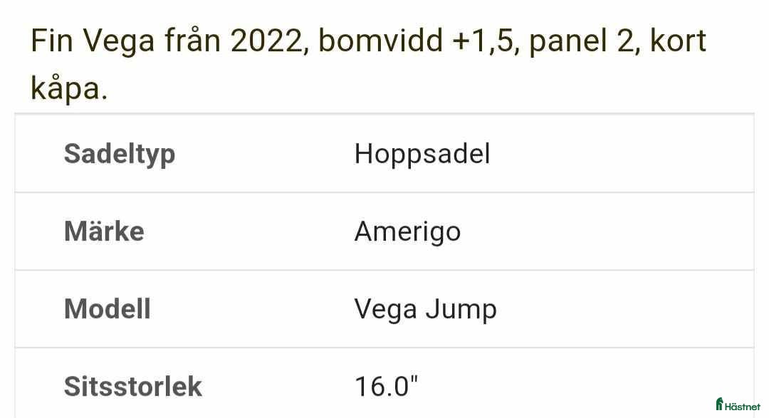 Sadlar hästutrustning till salu: Amerigo Vega i Svedala - Annons 2