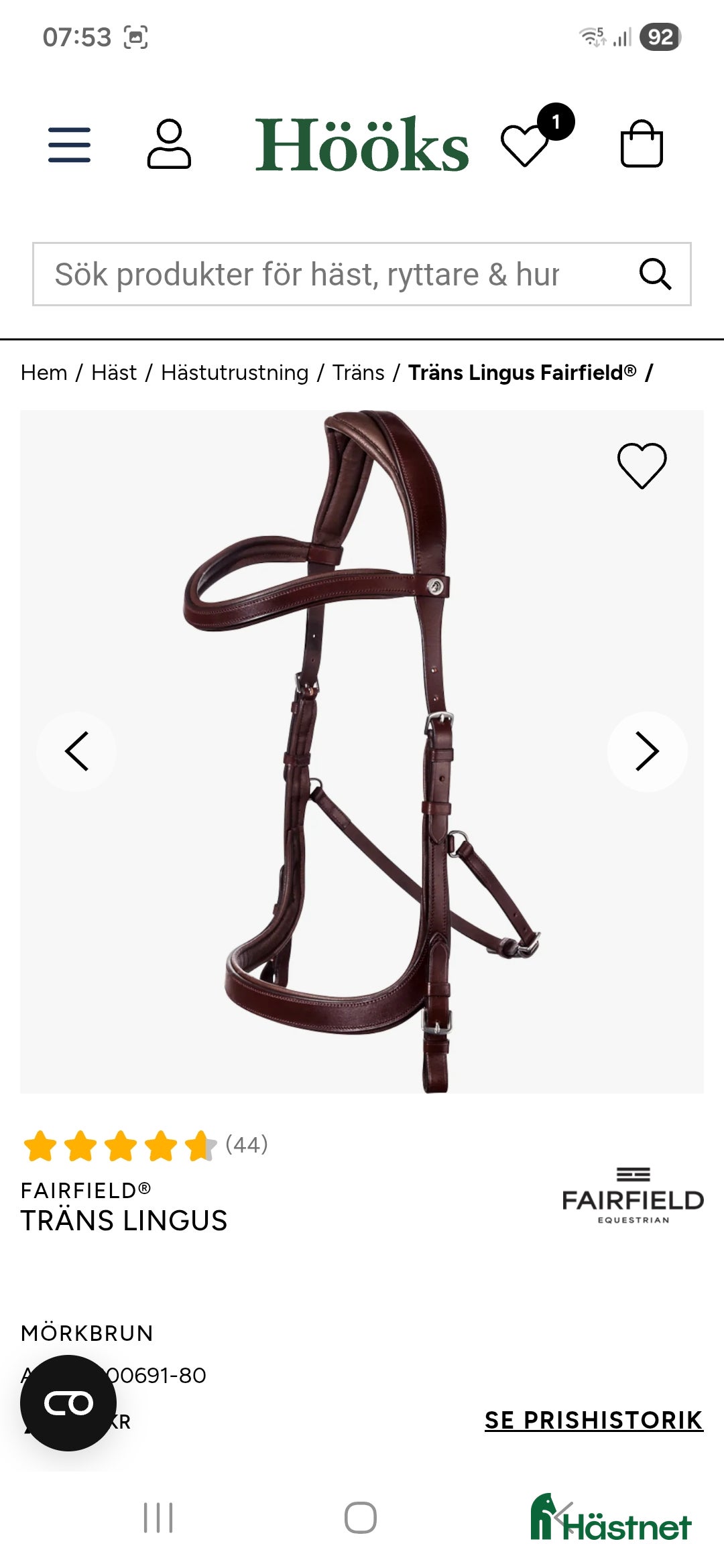 Träns hästutrustning till salu: Lingus Fairfield i Brösarp - Annons 1