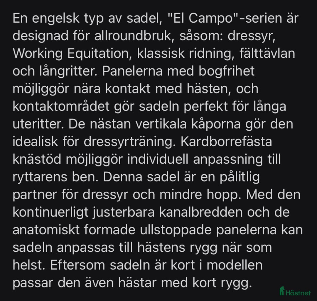Sadlar hästutrustning till salu: Deuber & Partner El Campo Sadel - nyskick i Ystad - Annons 9