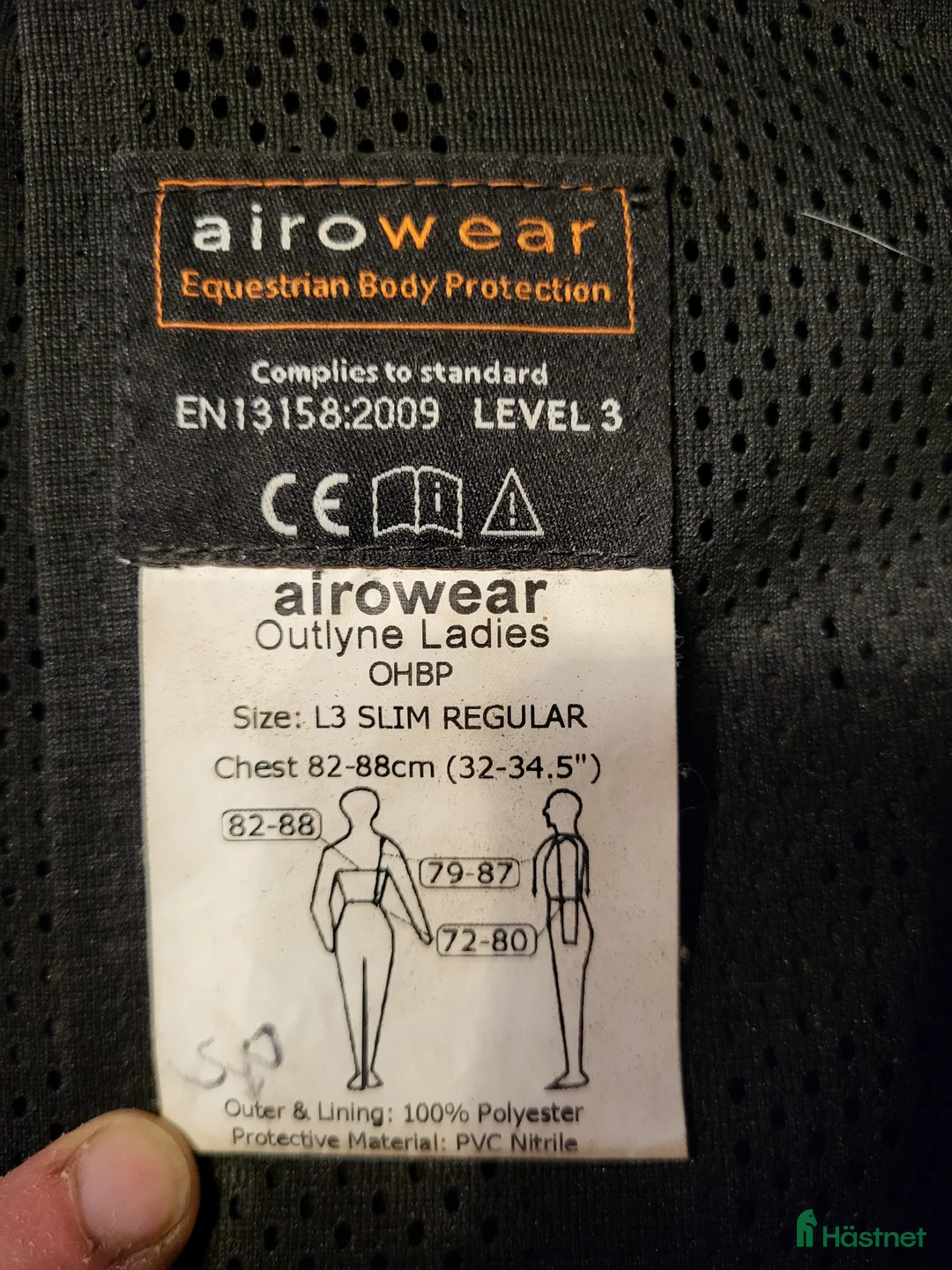 Säkerhetsvästar ryttarutrustning till salu: Säkerhetsväst Airowear L3 Slim Regular - Annons 2