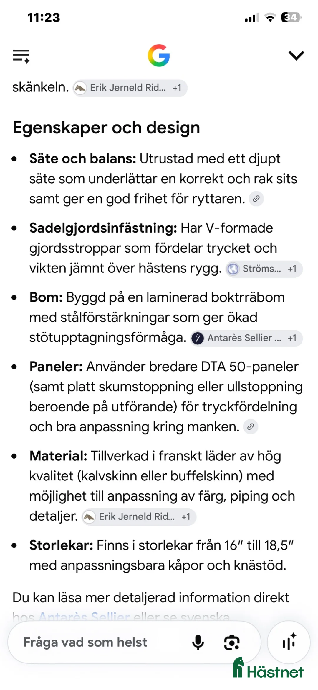 Sadlar hästutrustning till salu: Antares -18” - Annons 9