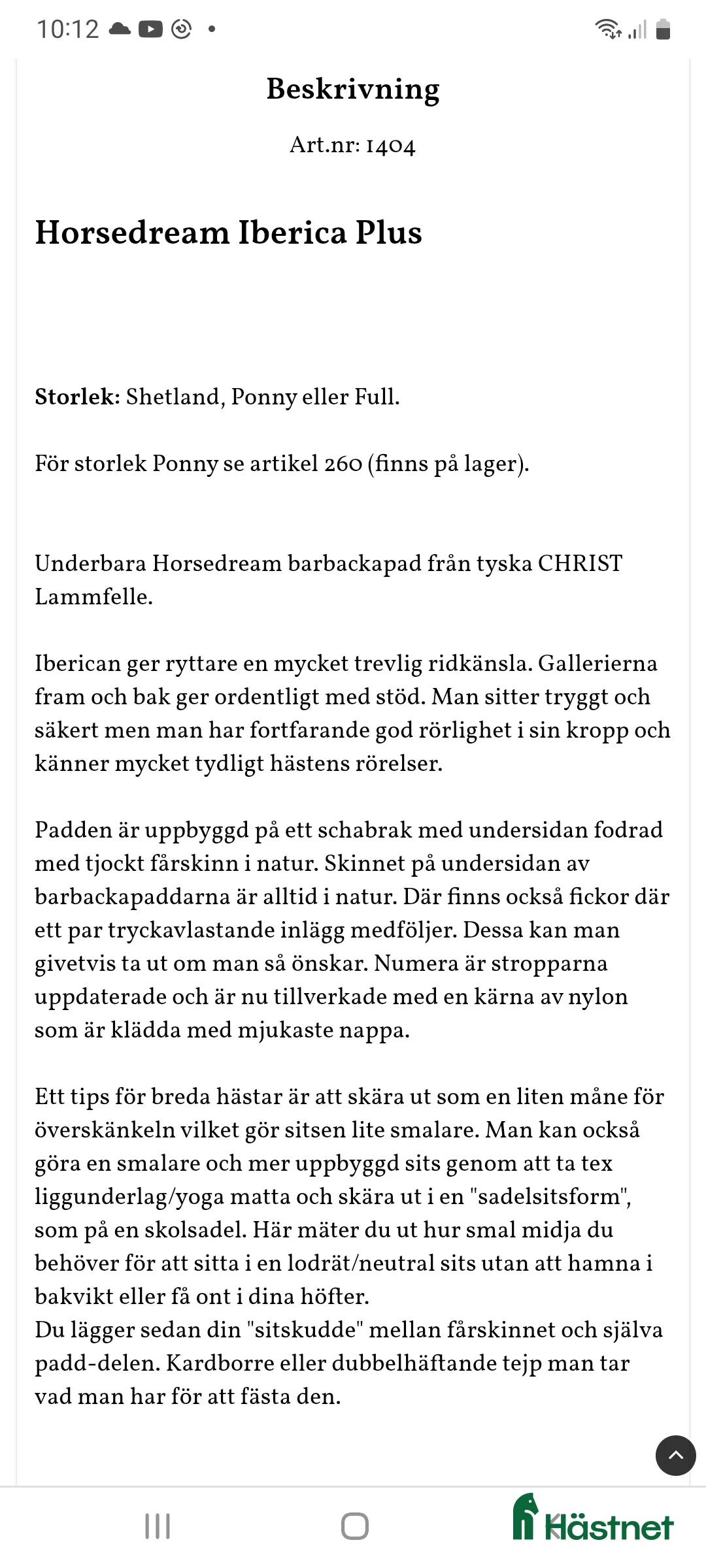 Sadlar hästutrustning till salu: Horsedream i Umeå - Annons 3