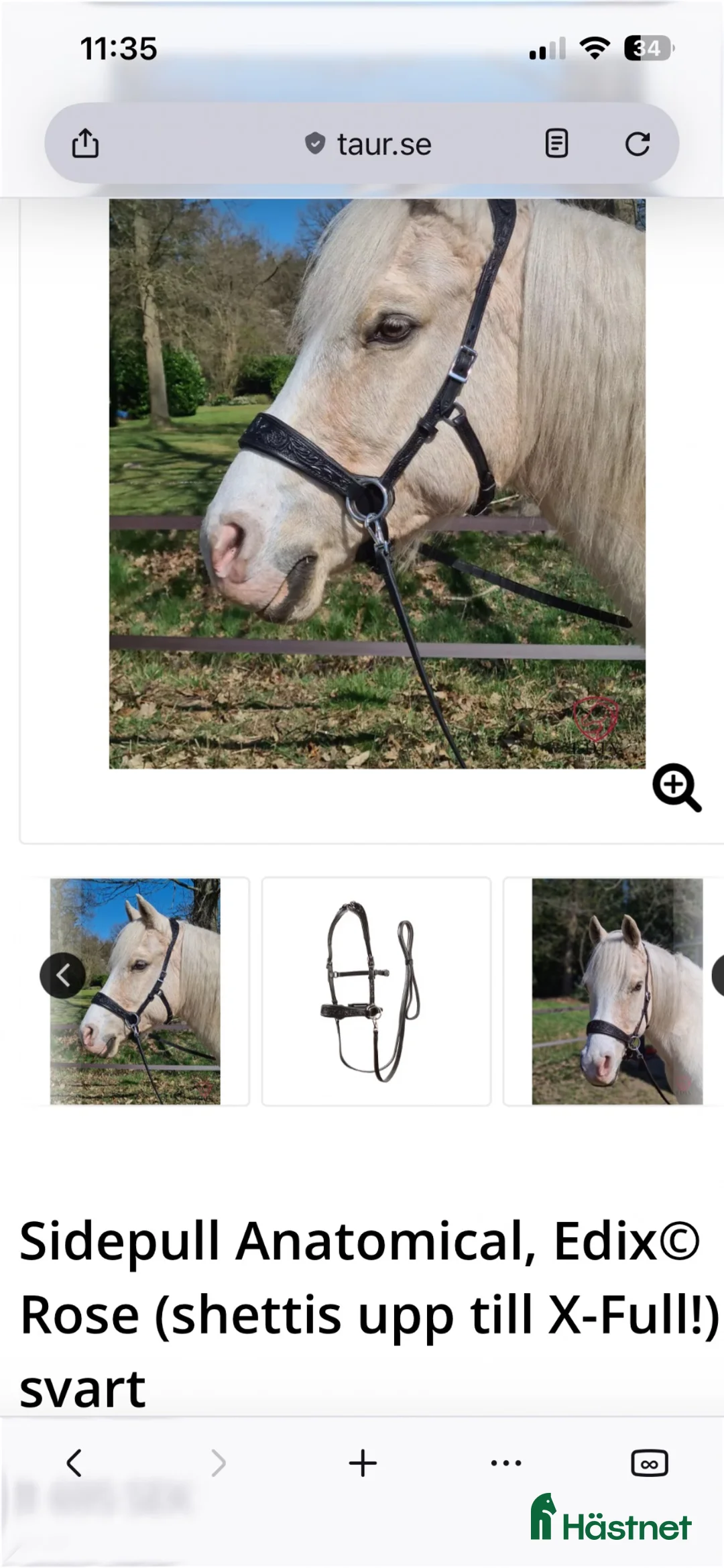 Träns hästutrustning till salu: Sidepull + tyglar från taur modell ,Edix : Rose - Annons 2